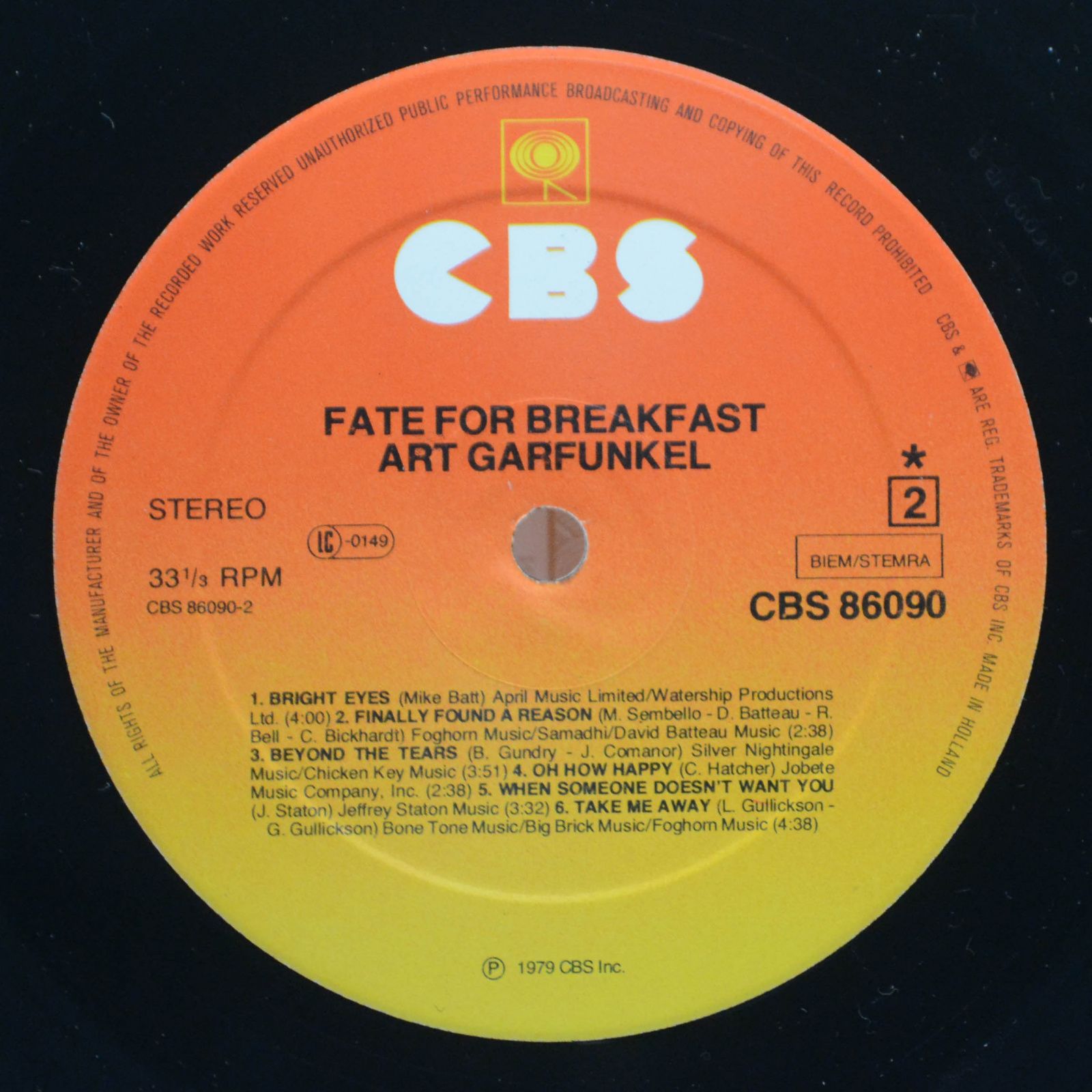 Art Garfunkel — Fate For Breakfast, 1979