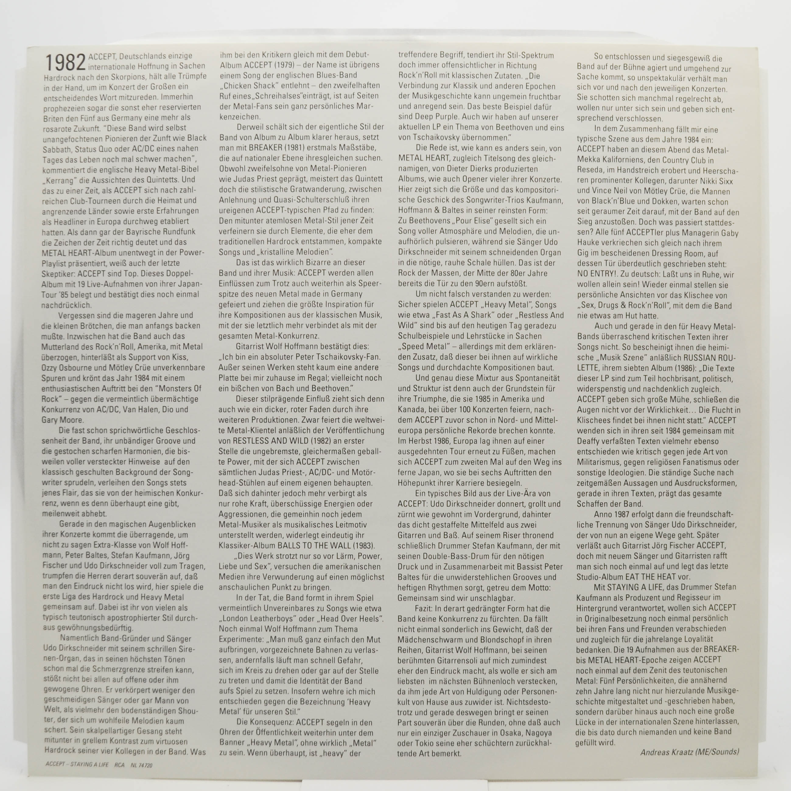 Accept — Staying A Life (2LP, 1-st, Germany), 1990