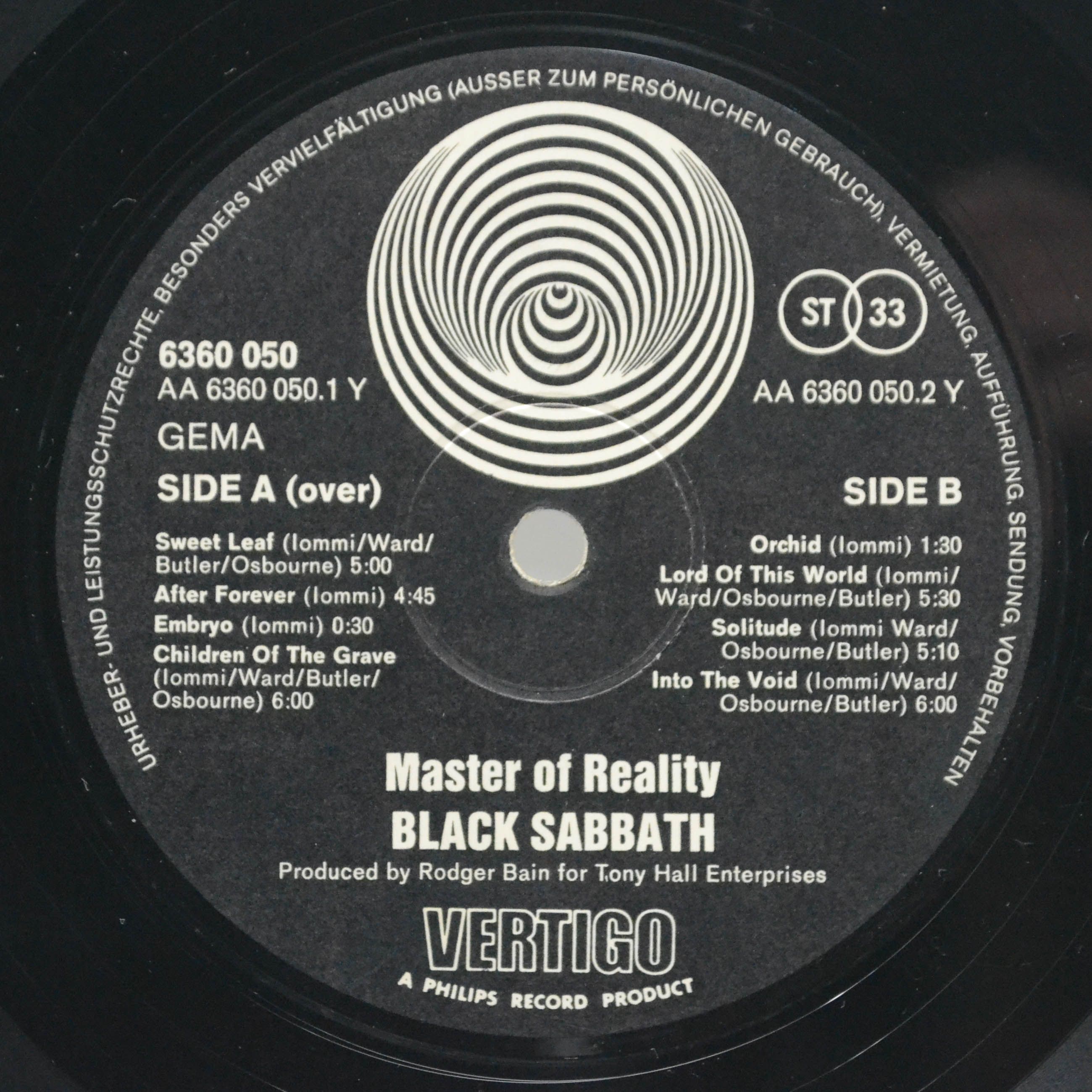 Black Sabbath — Master Of Reality (Vertigo Swirl), 1971