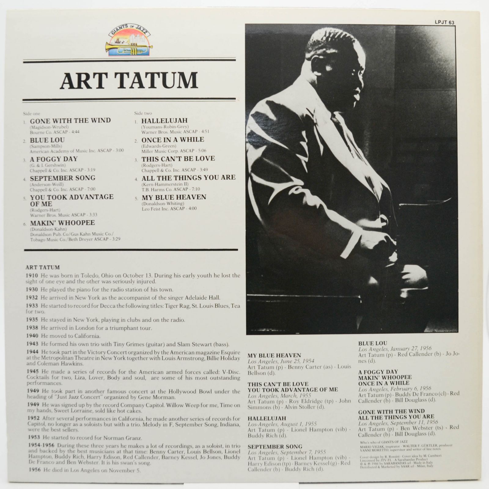 Art Tatum — Art Tatum, 1986