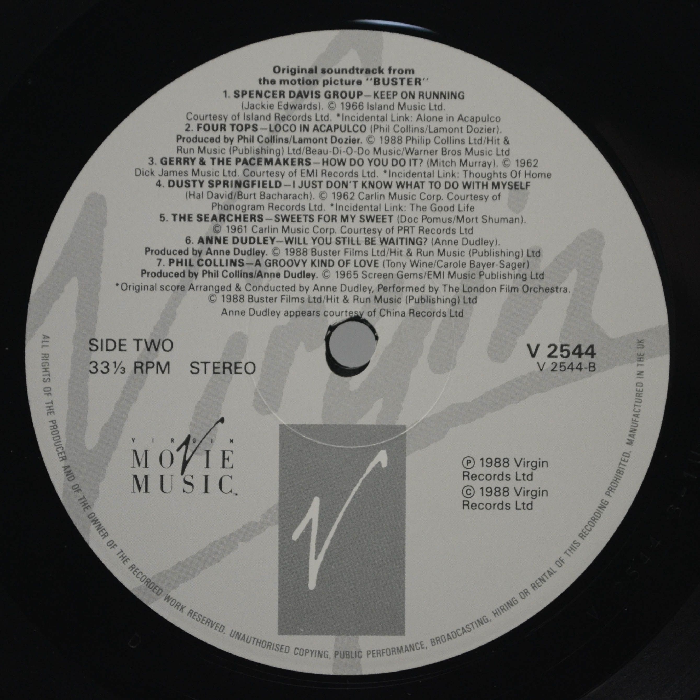 Various — Buster - Original Motion Picture Soundtrack (UK), 1988