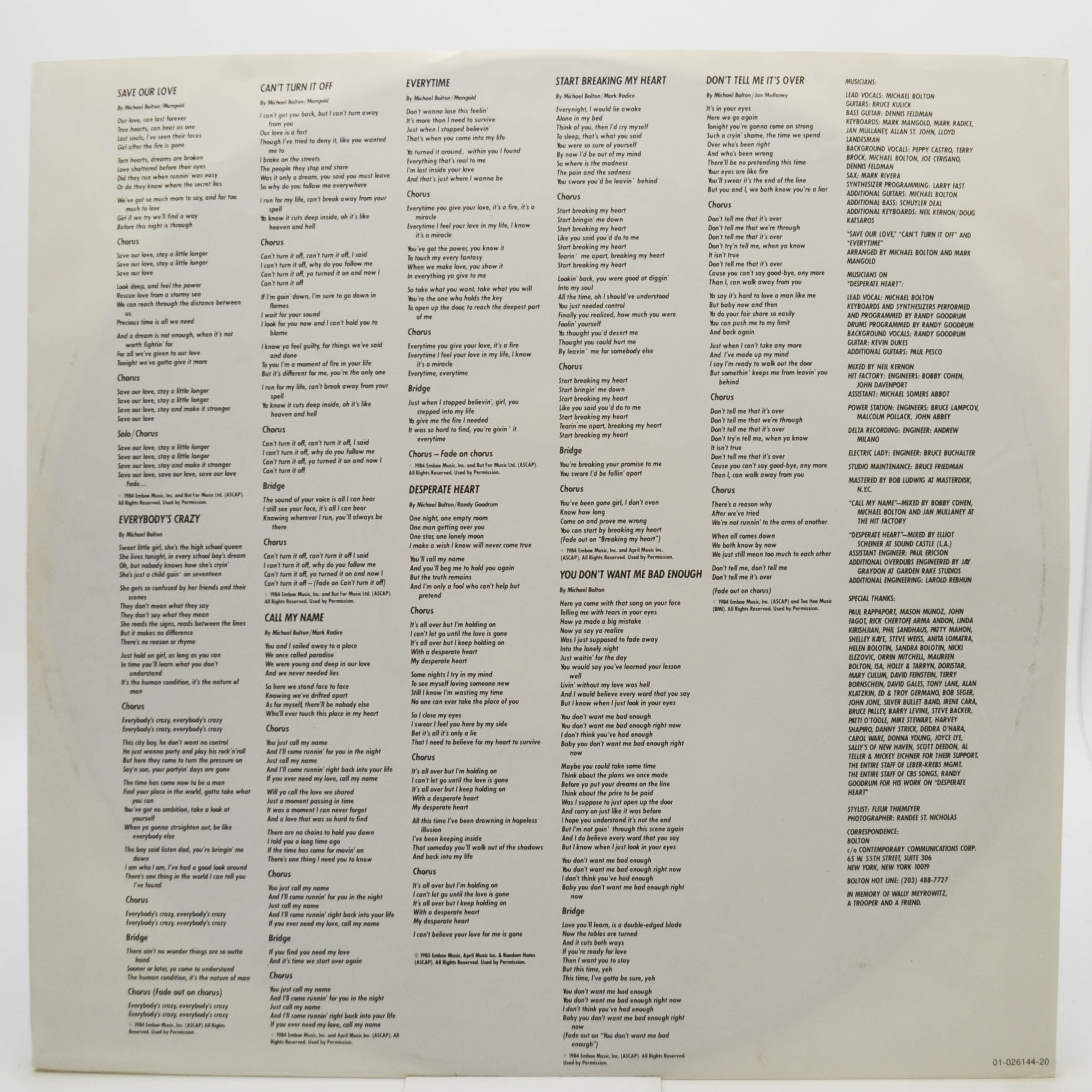 Michael Bolton — Everybody's Crazy, 1985