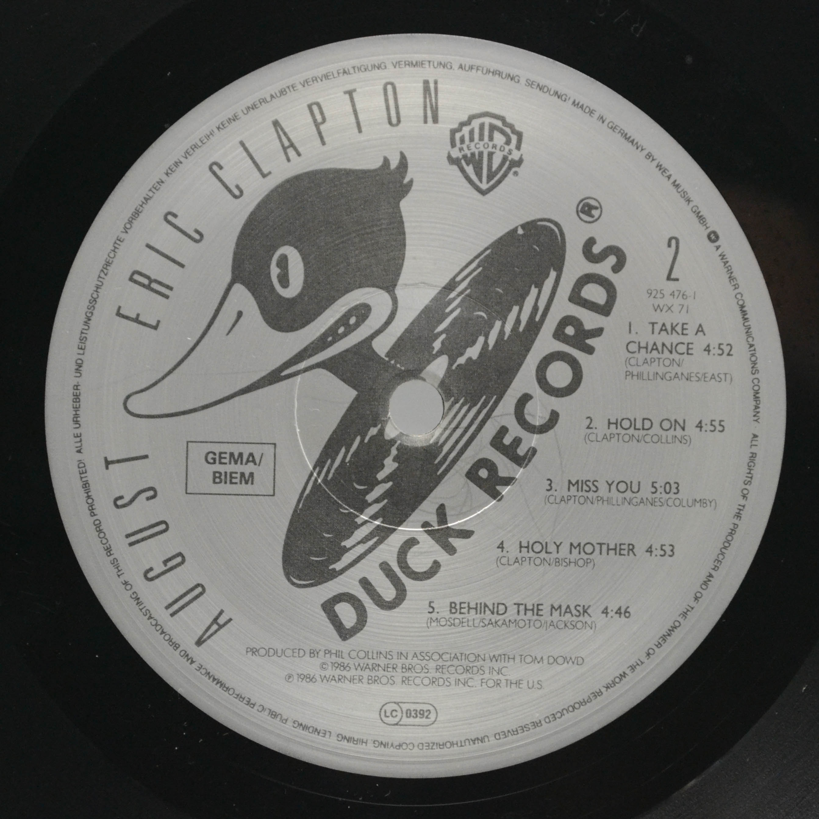 Eric Clapton — August, 1986