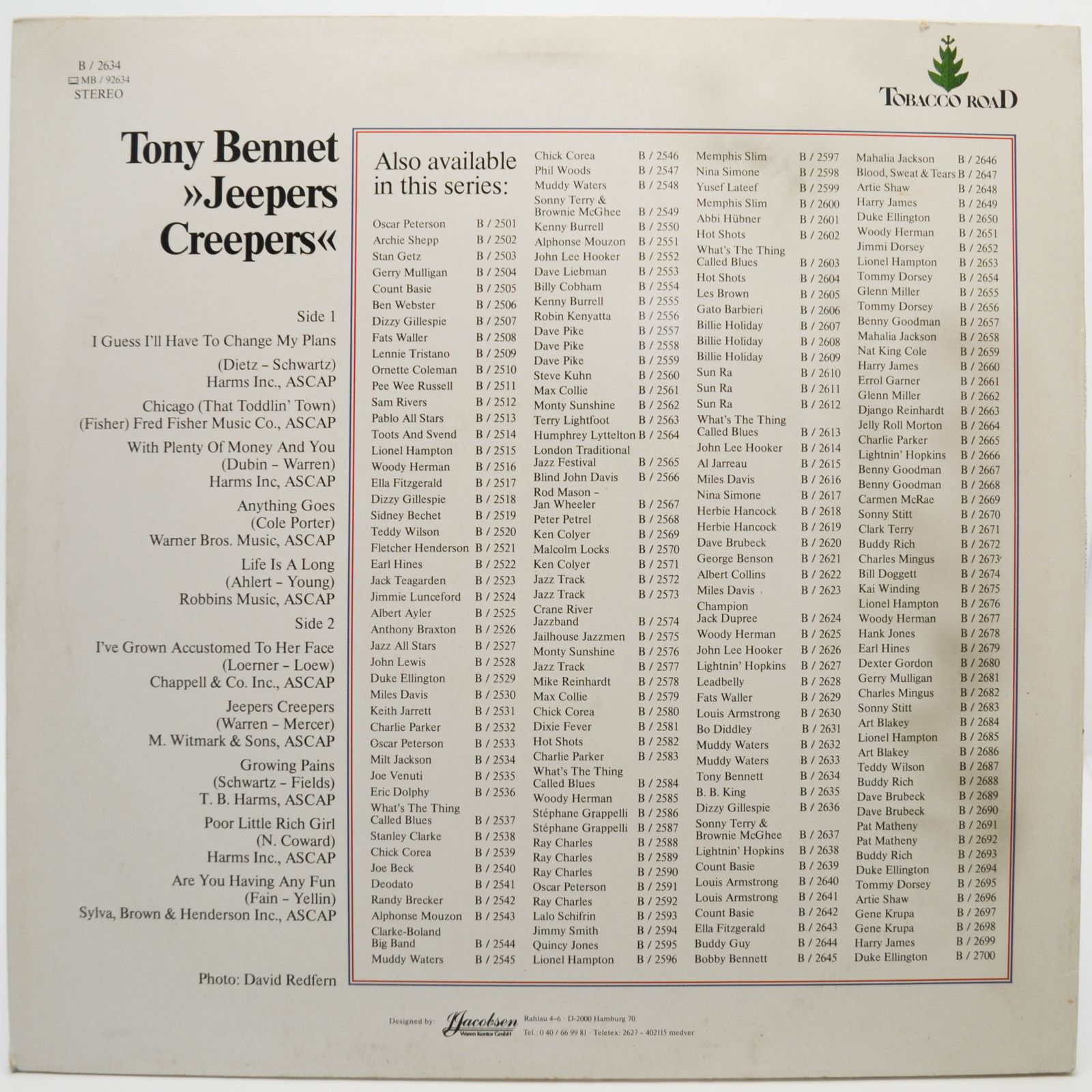 Tony Bennet featuring: Count Basie — "Jeepers Creepers", 1984