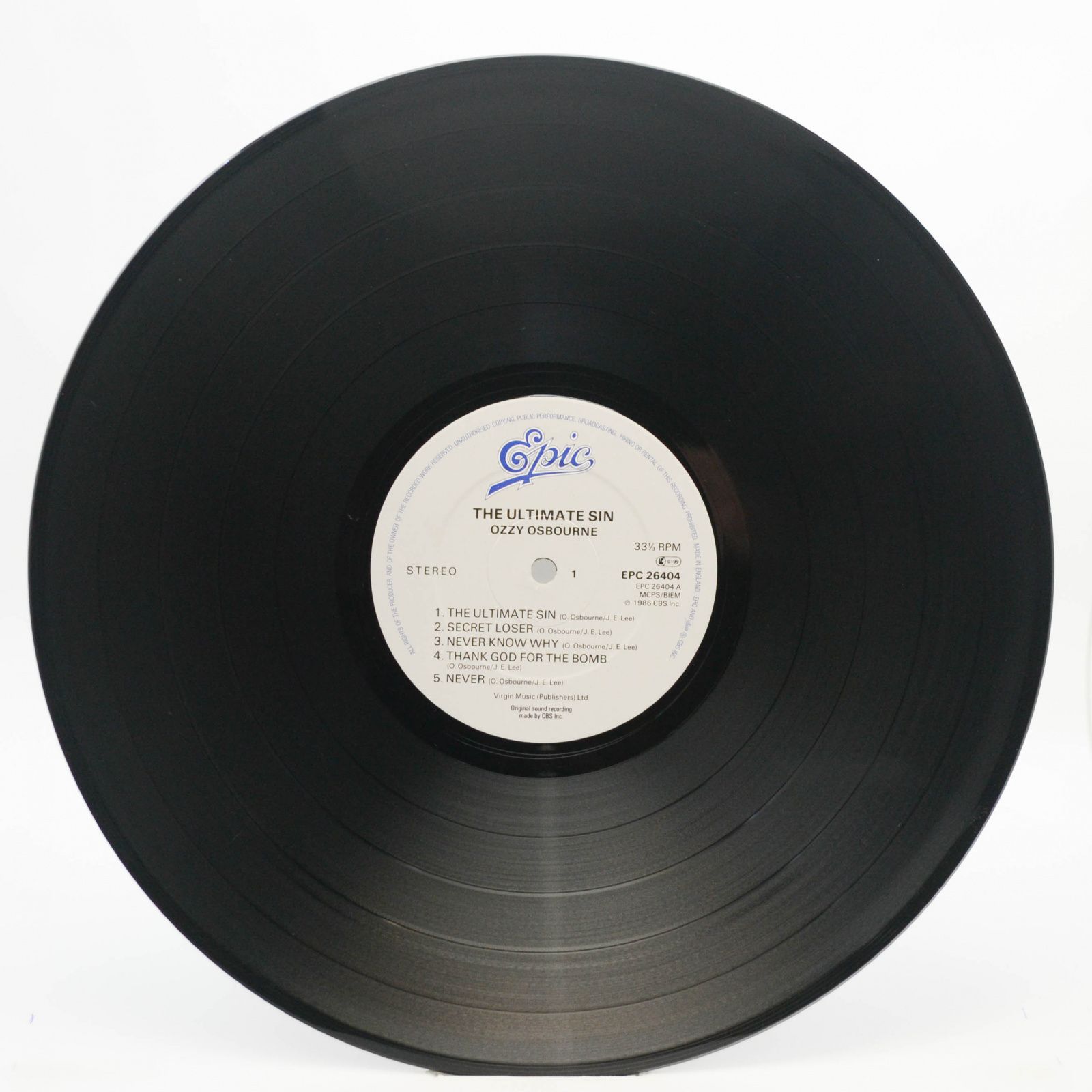 Ozzy Osbourne — The Ultimate Sin (UK), 1986