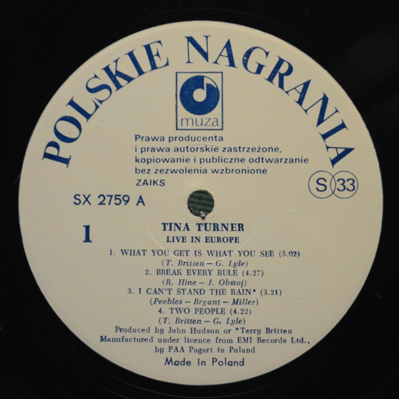 Tina Turner — Tina Live In Europe (3LP), 1989