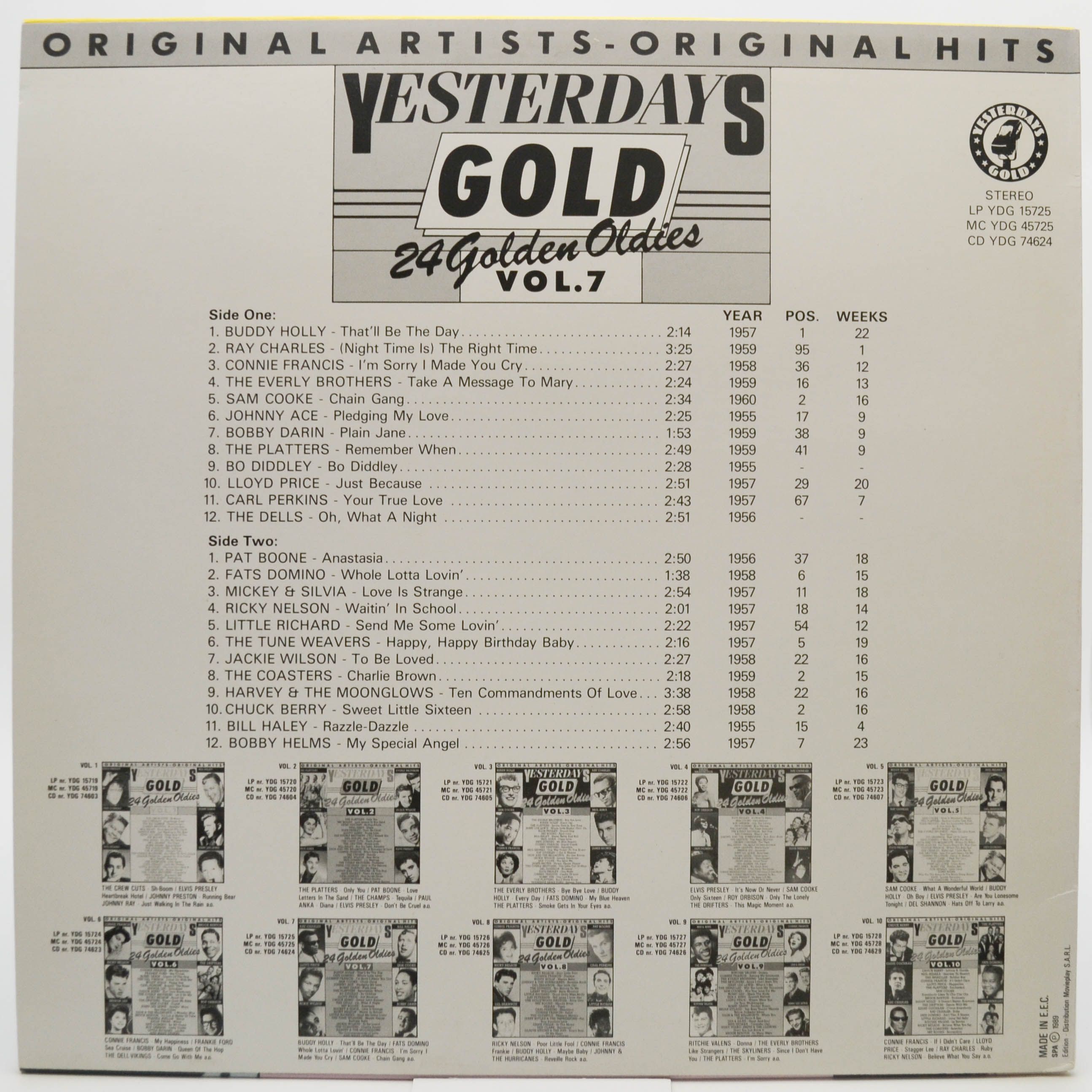 Various — Yesterdays Gold Vol. 7 (24 Golden Oldies), 1989