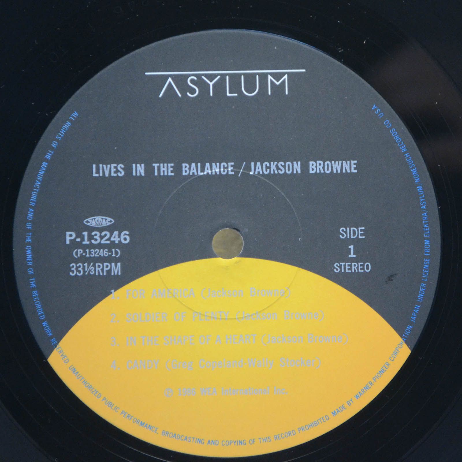 Jackson Browne — Lives In The Balance, 1986
