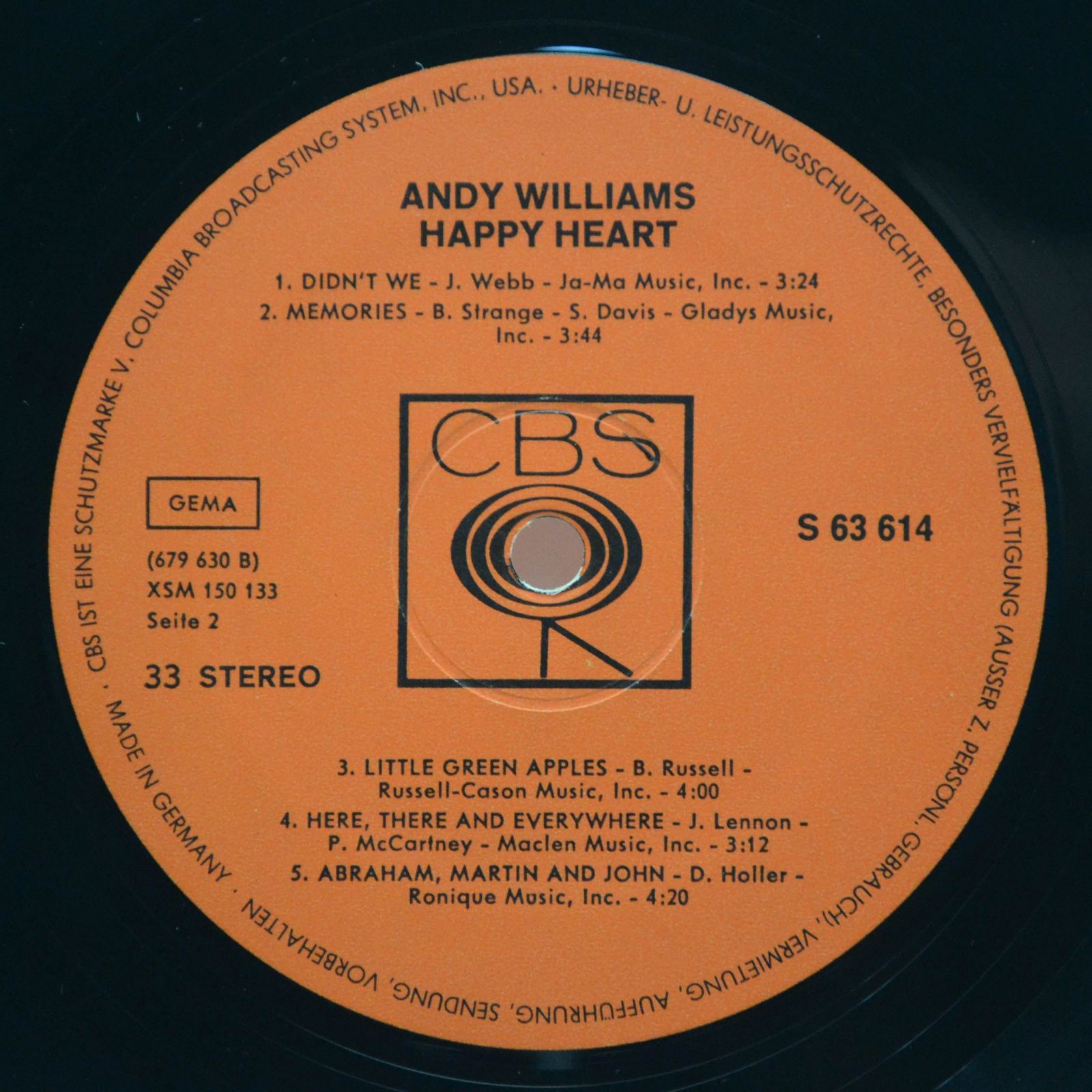 Andy Williams — Happy Heart, 1969