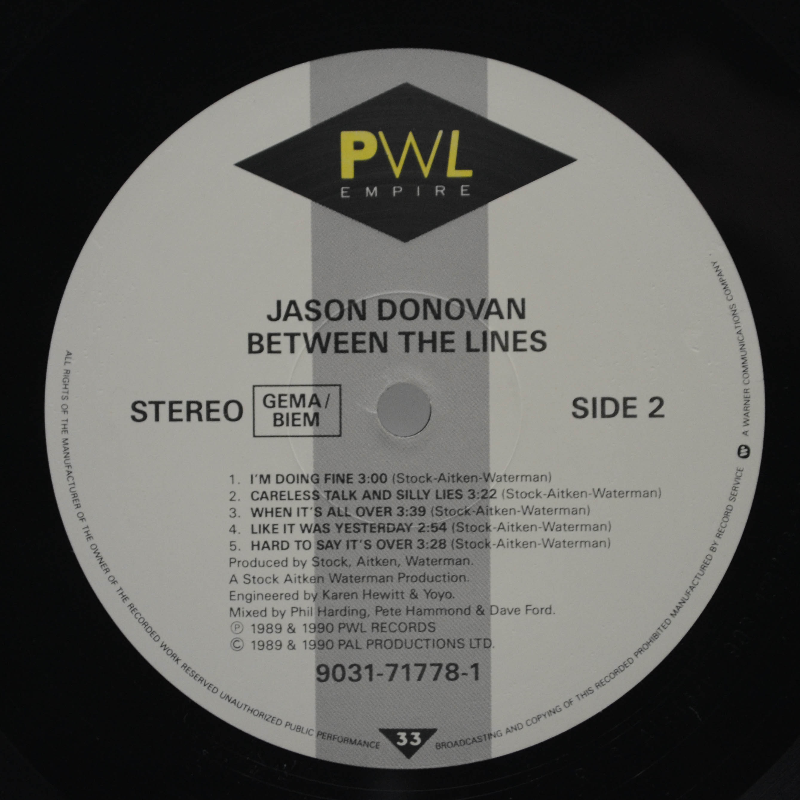 Jason Donovan — Between The Lines, 1990