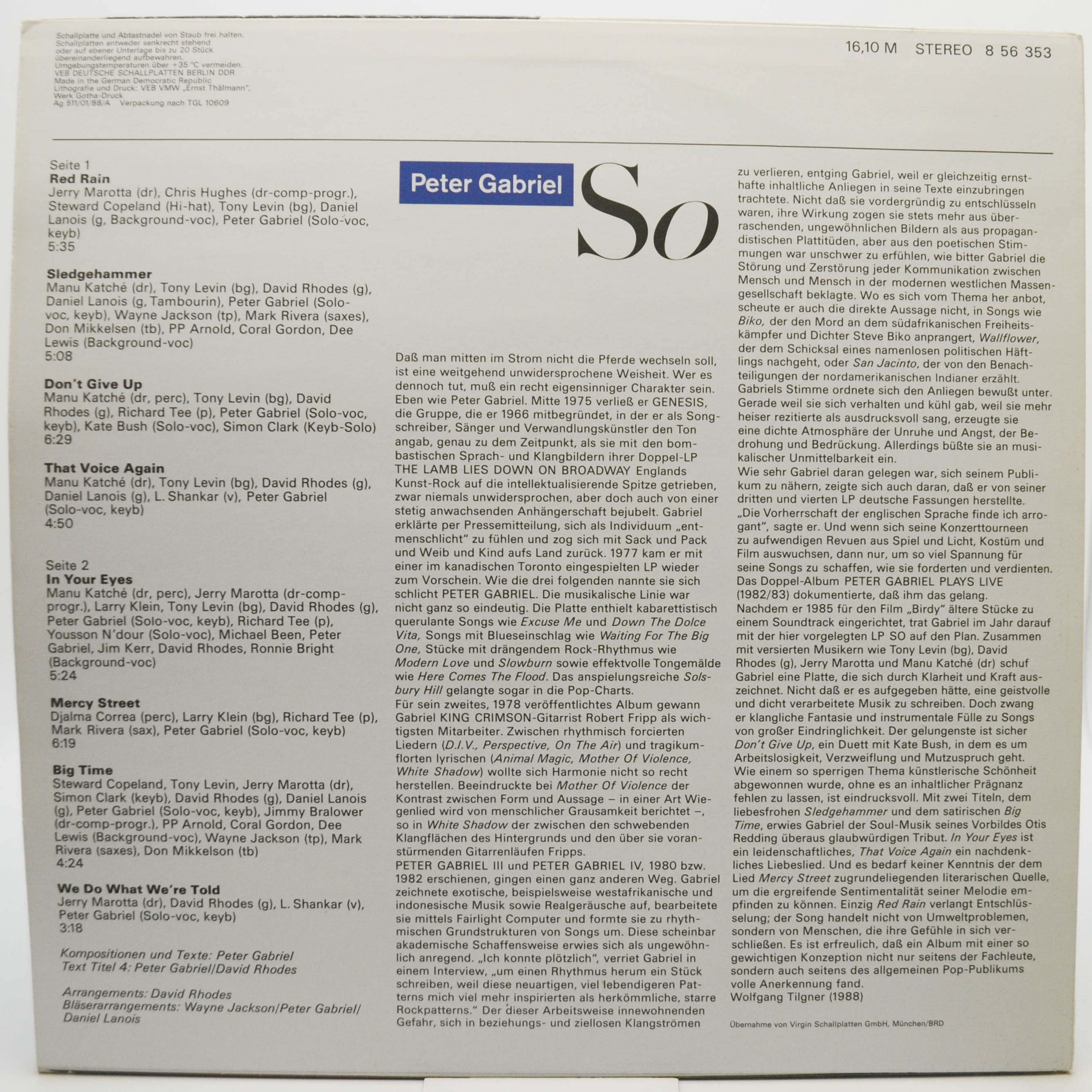 Peter Gabriel — So, 1988