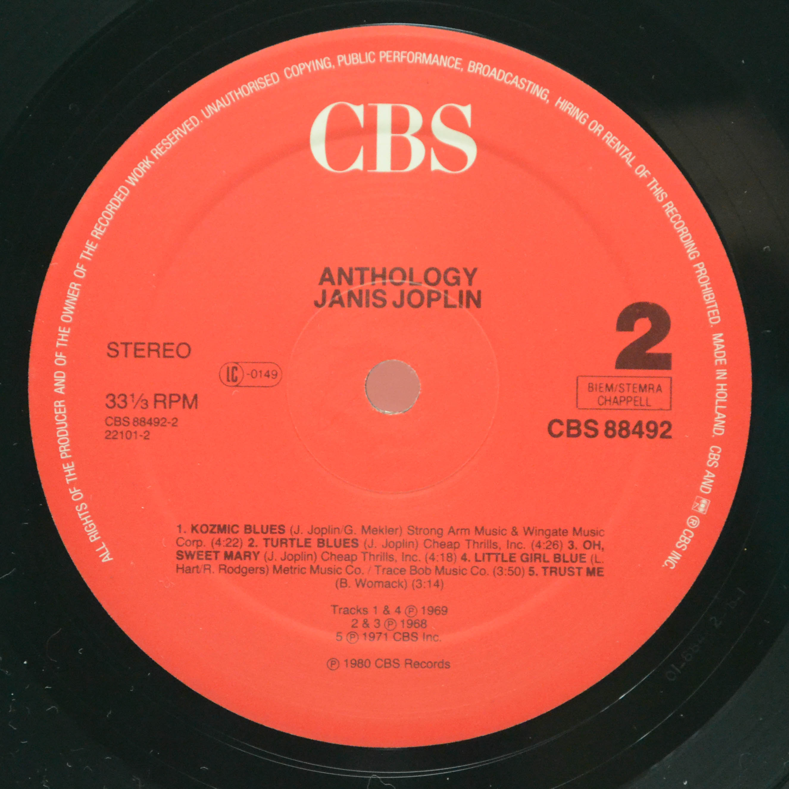 Janis Joplin — Anthology (2LP), 1980