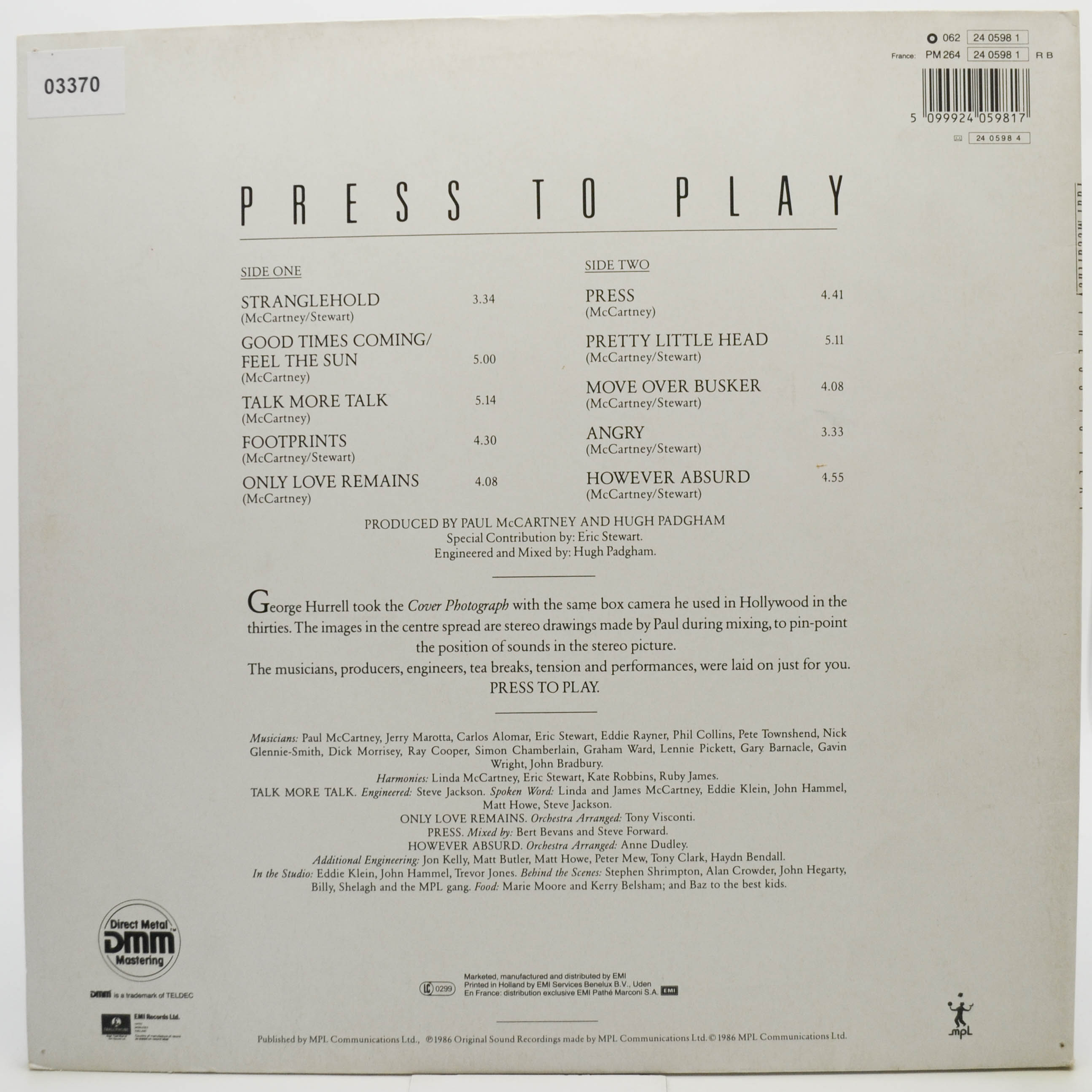 Paul McCartney — Press To Play, 1986