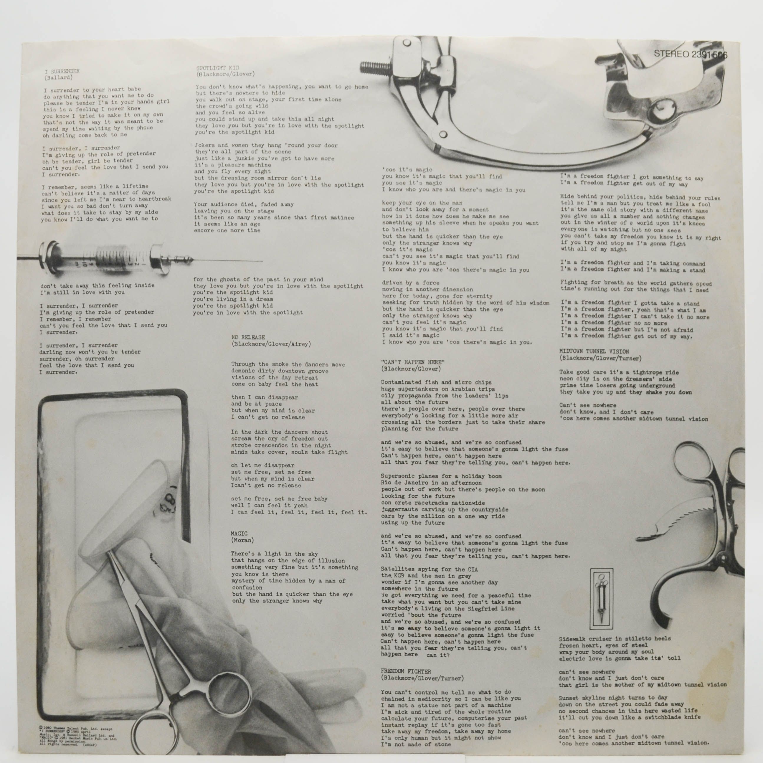 Rainbow — Difficult To Cure, 1981