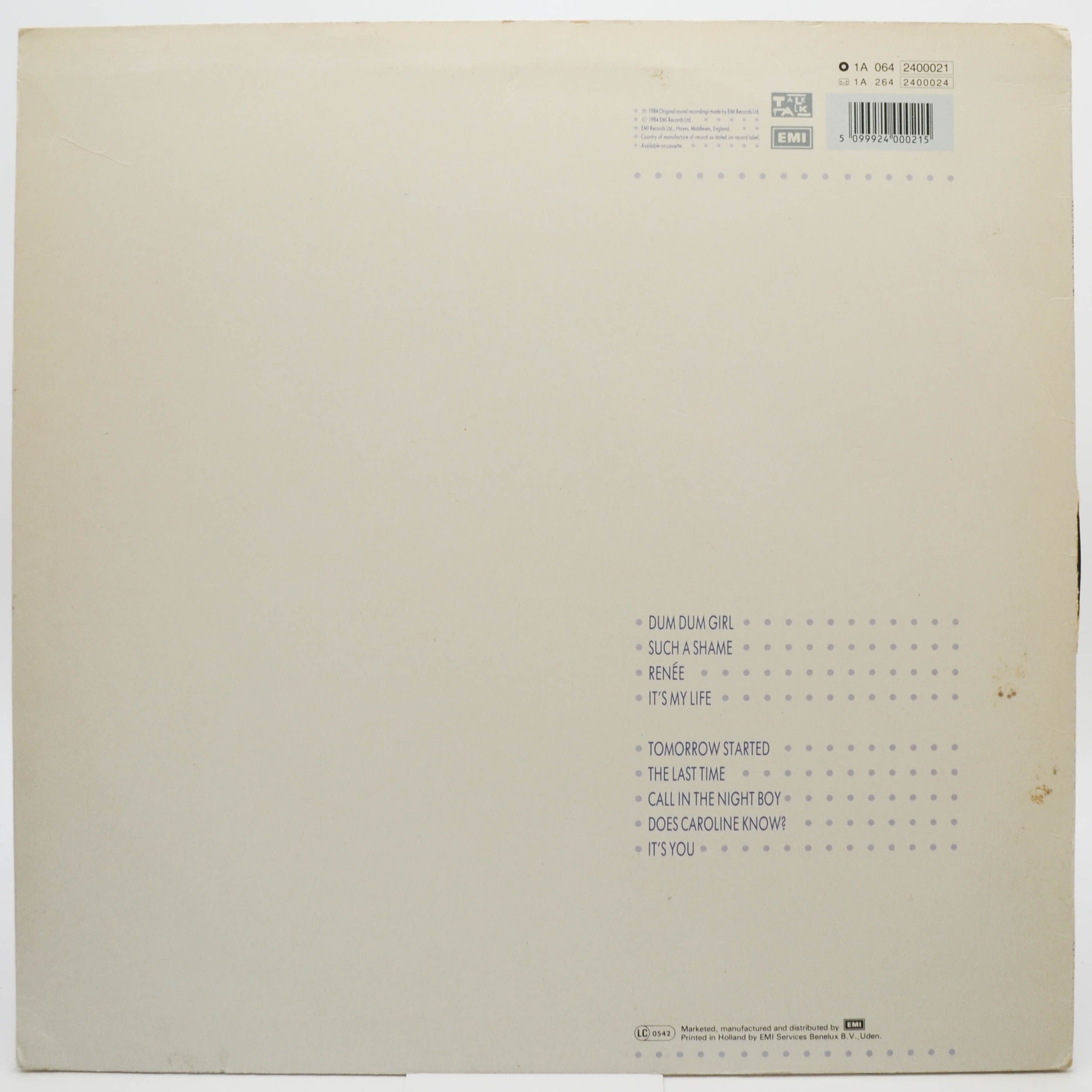 Talk Talk — It's My Life, 1984