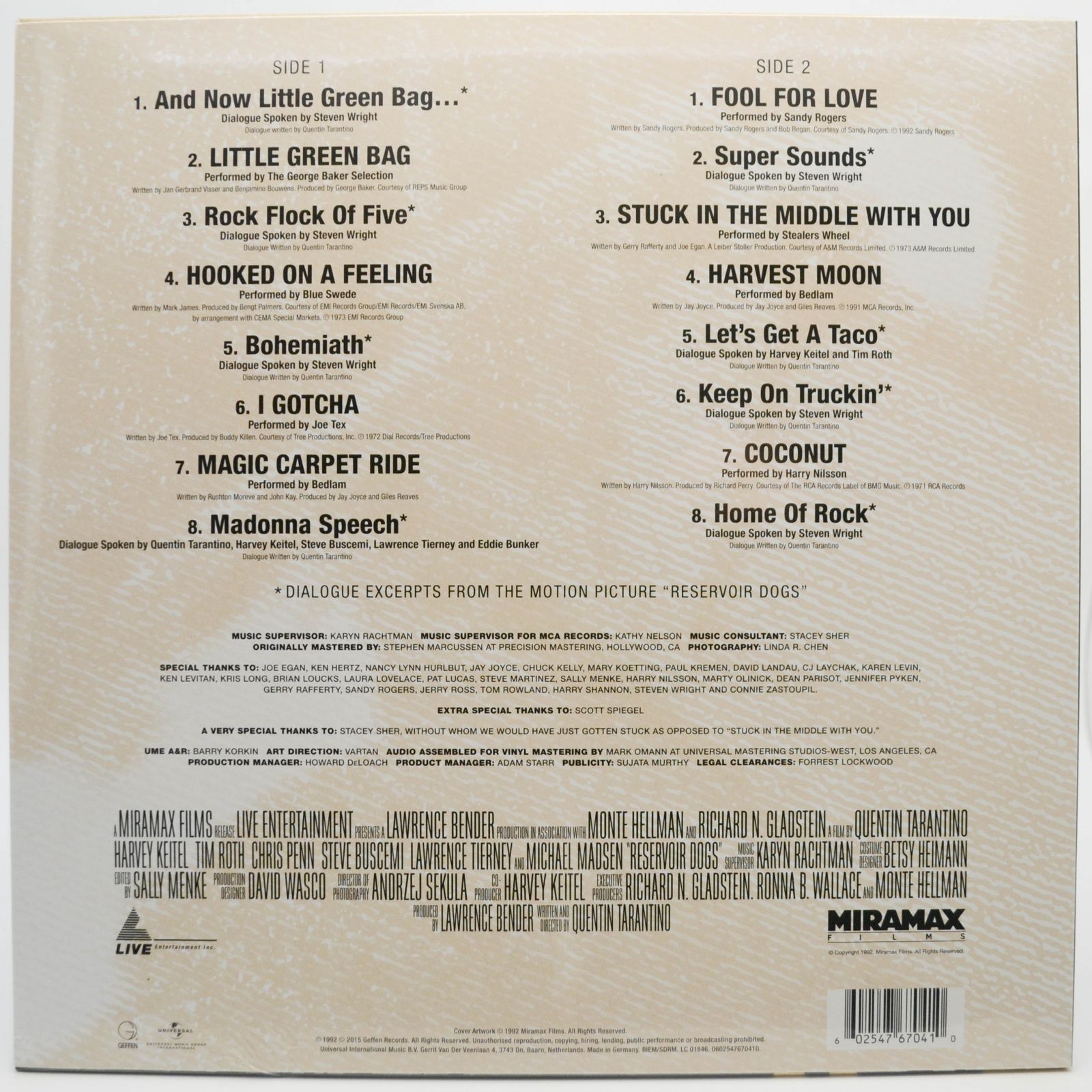 Various — Reservoir Dogs (Original Motion Picture Soundtrack), 1992