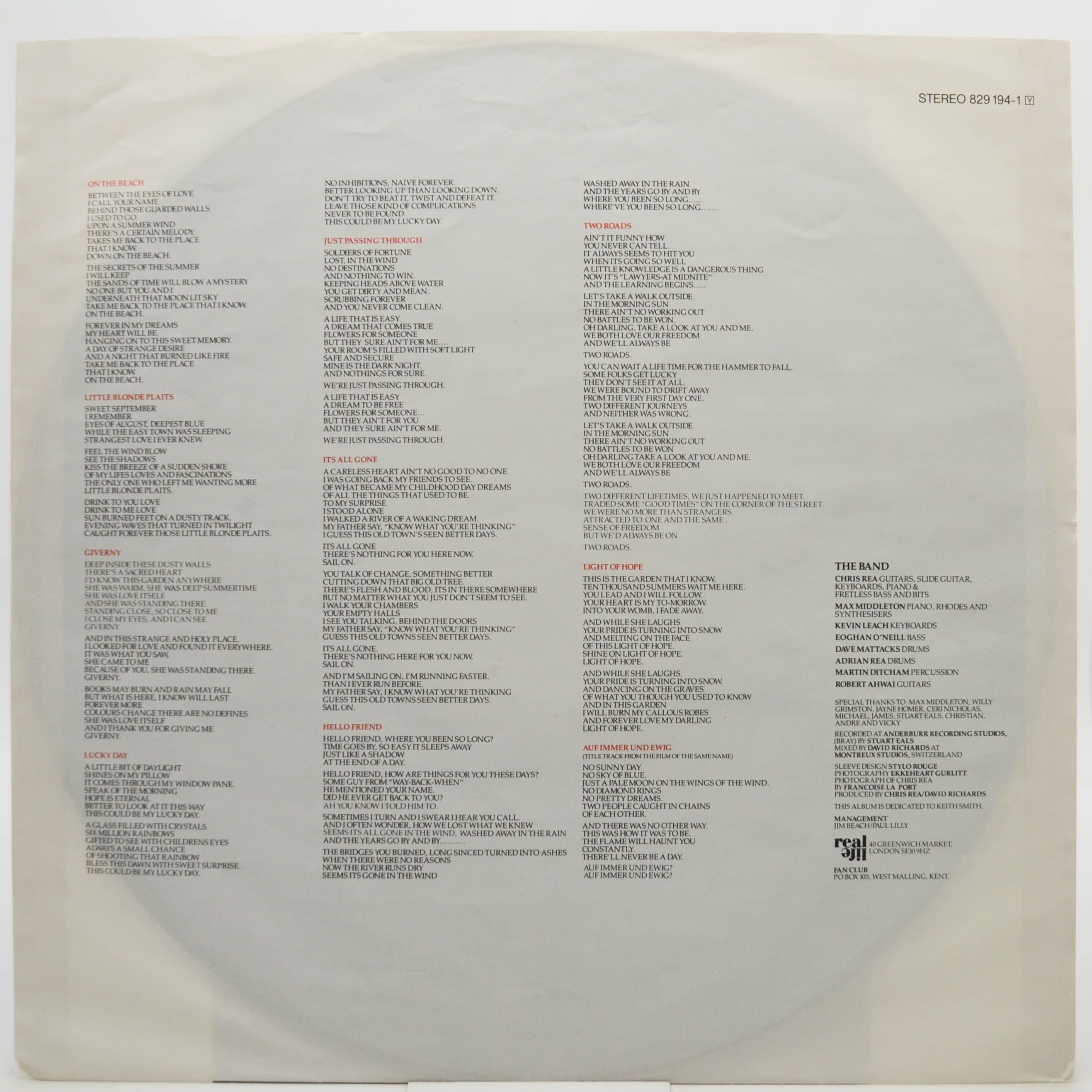 Chris Rea — On The Beach, 1986