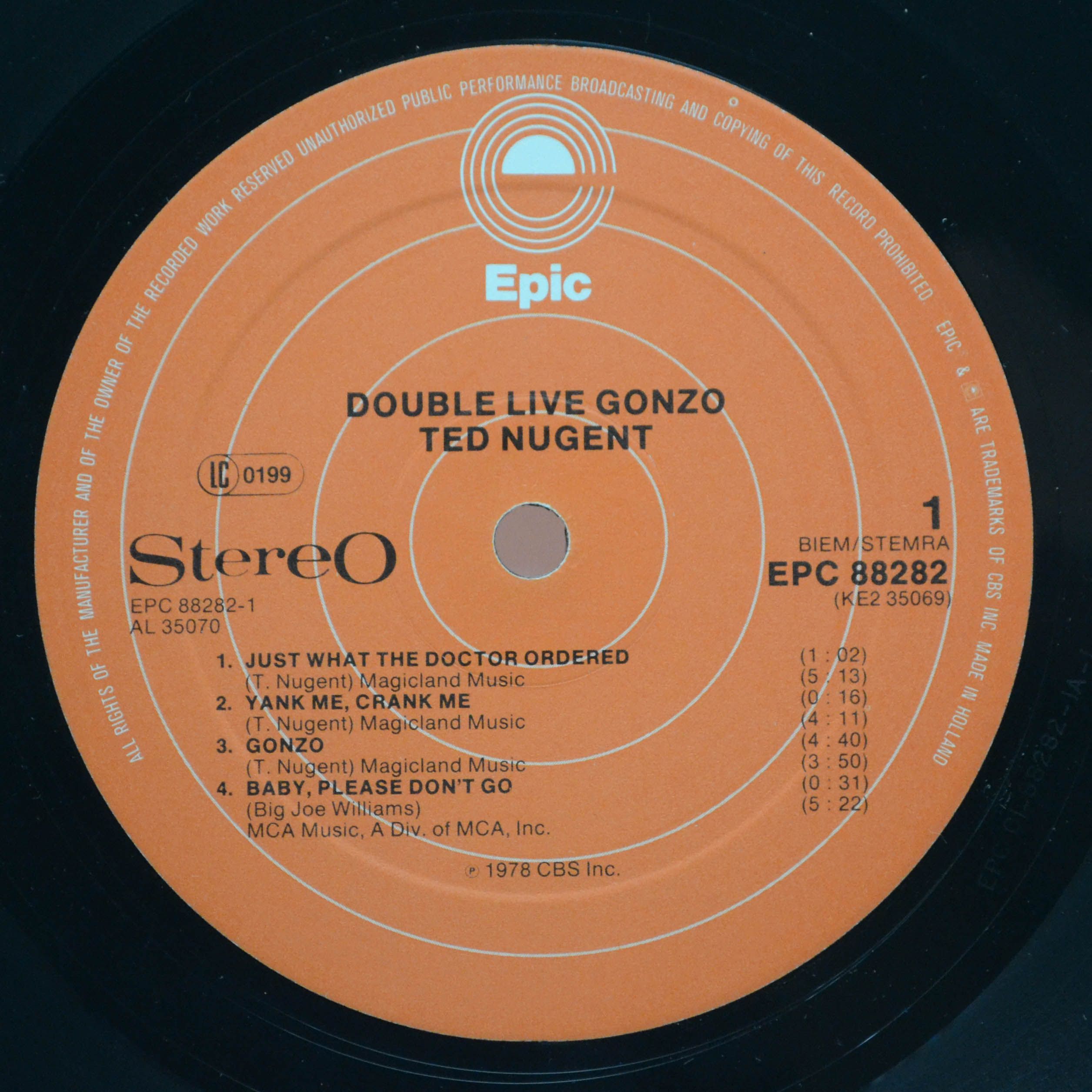 Ted Nugent — Double Live Gonzo! (2LP), 1978