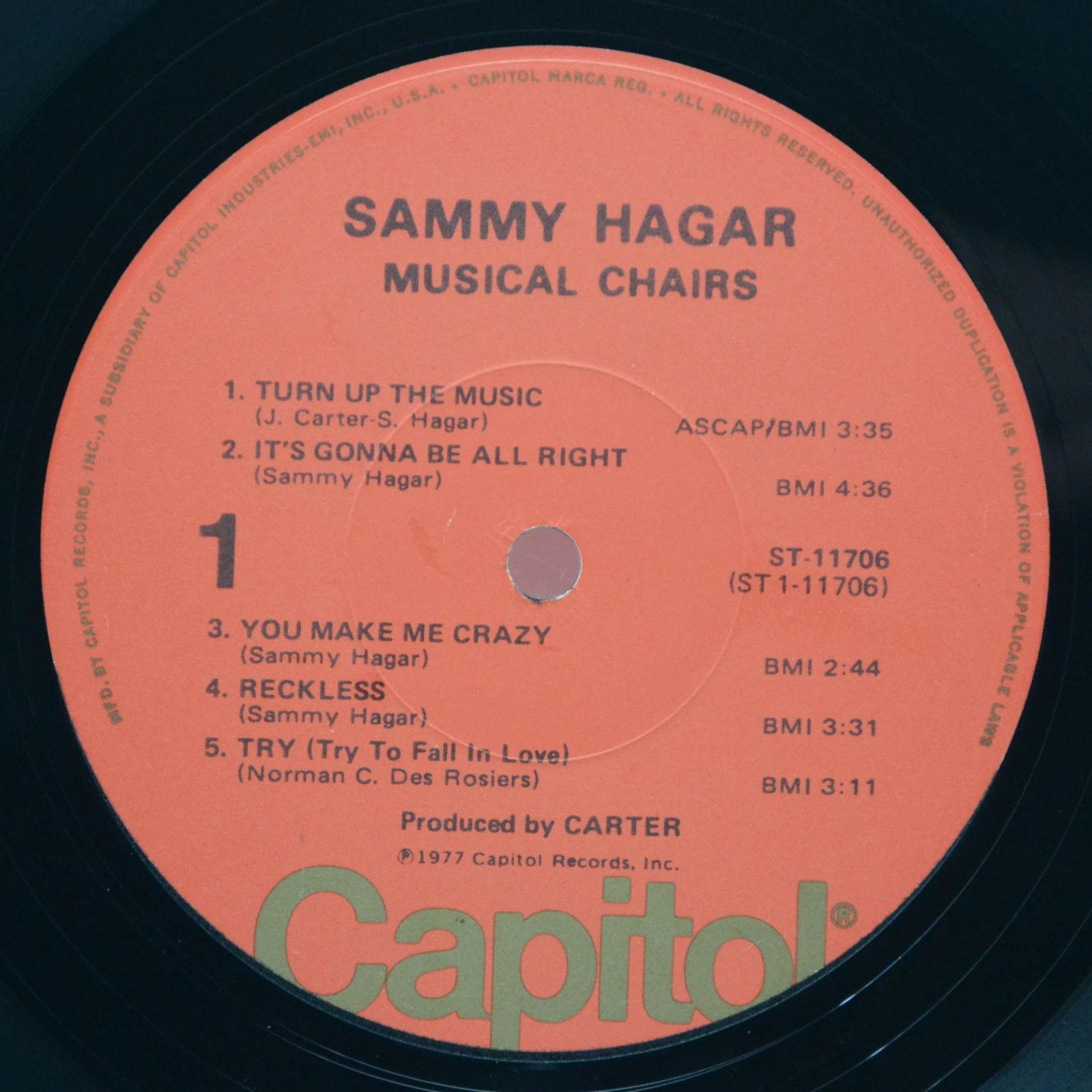 Sammy Hagar — Musical Chairs (1-st, USA), 1977