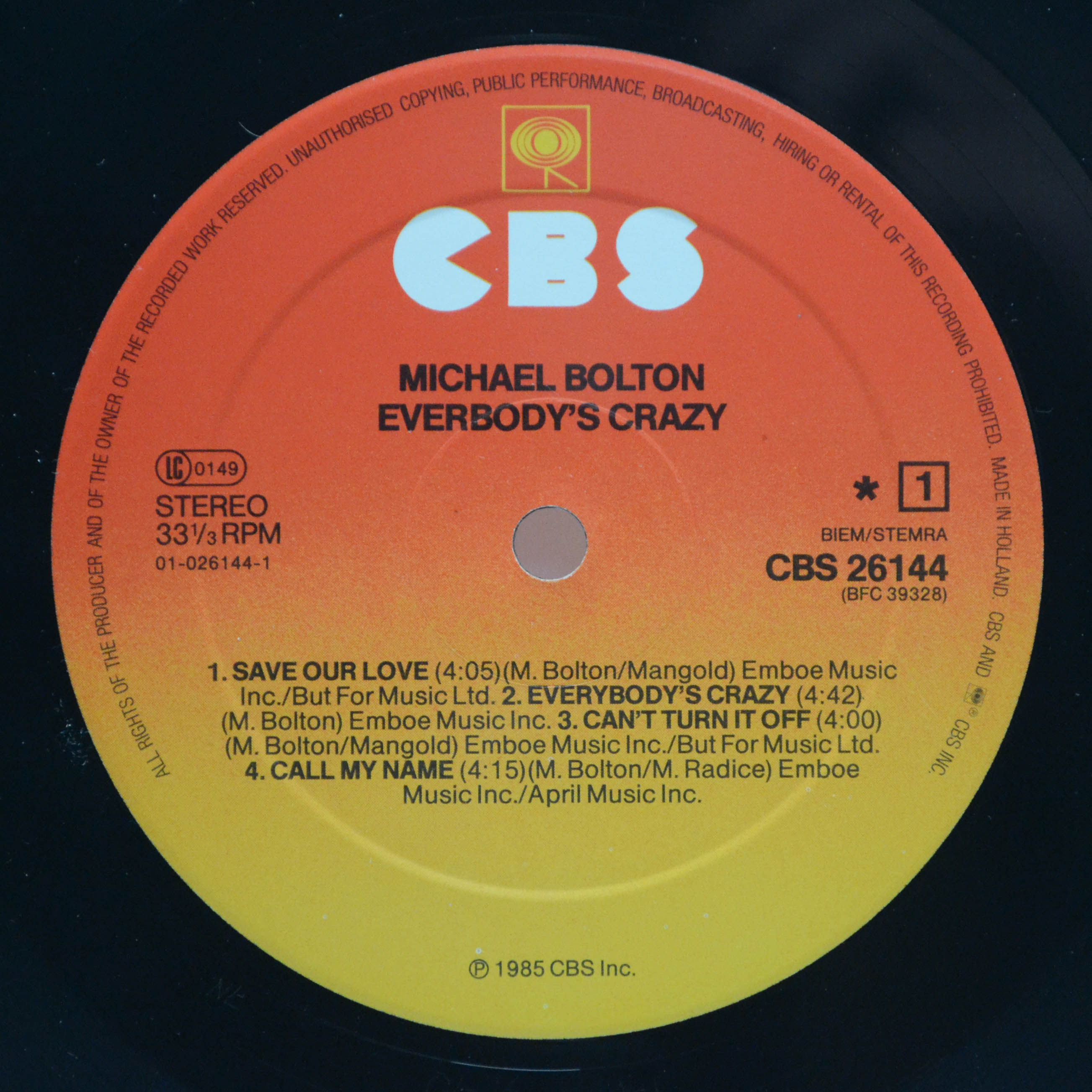 Michael Bolton — Everybody's Crazy, 1985