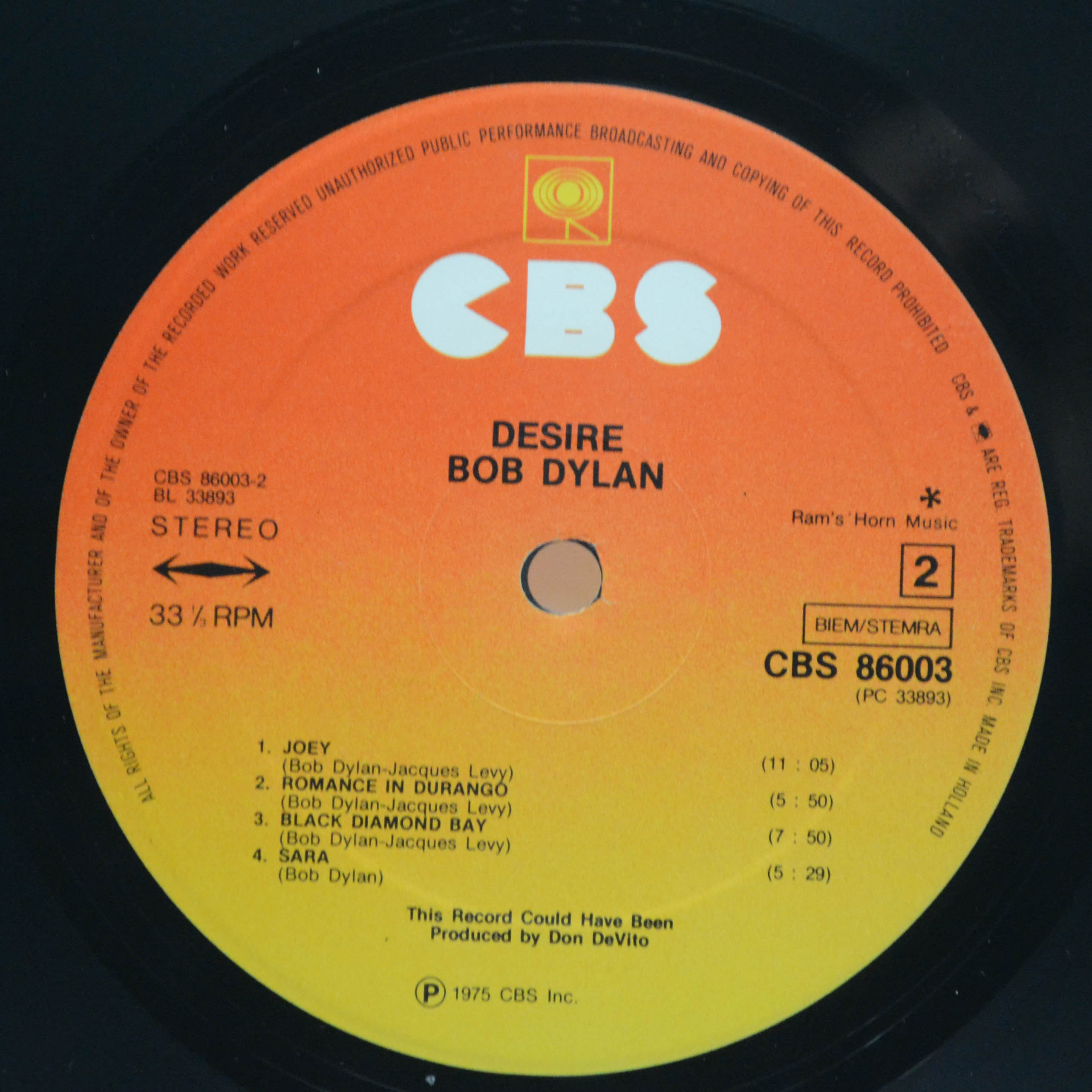 Bob Dylan — Desire, 1977