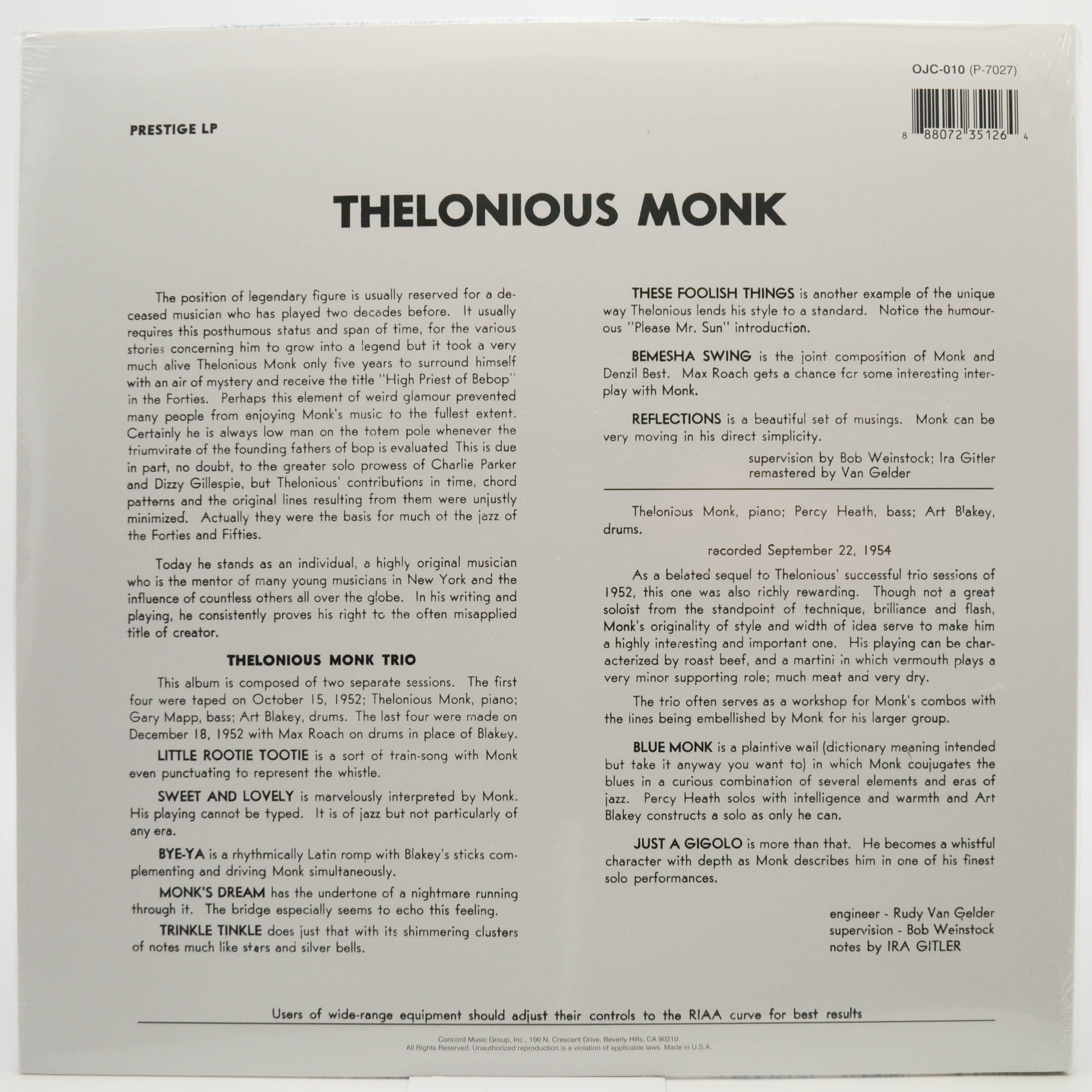 Thelonious Monk Trio — Thelonious Monk Trio, 1956