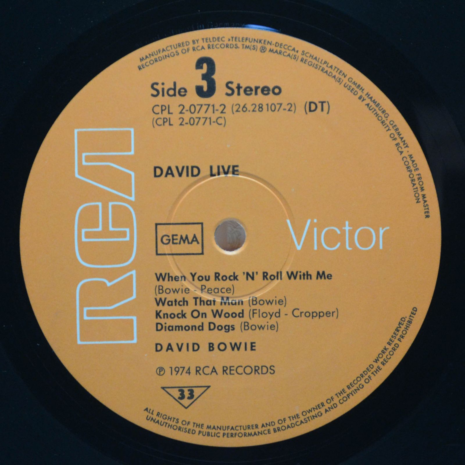 David Bowie — David Live (2LP), 1974