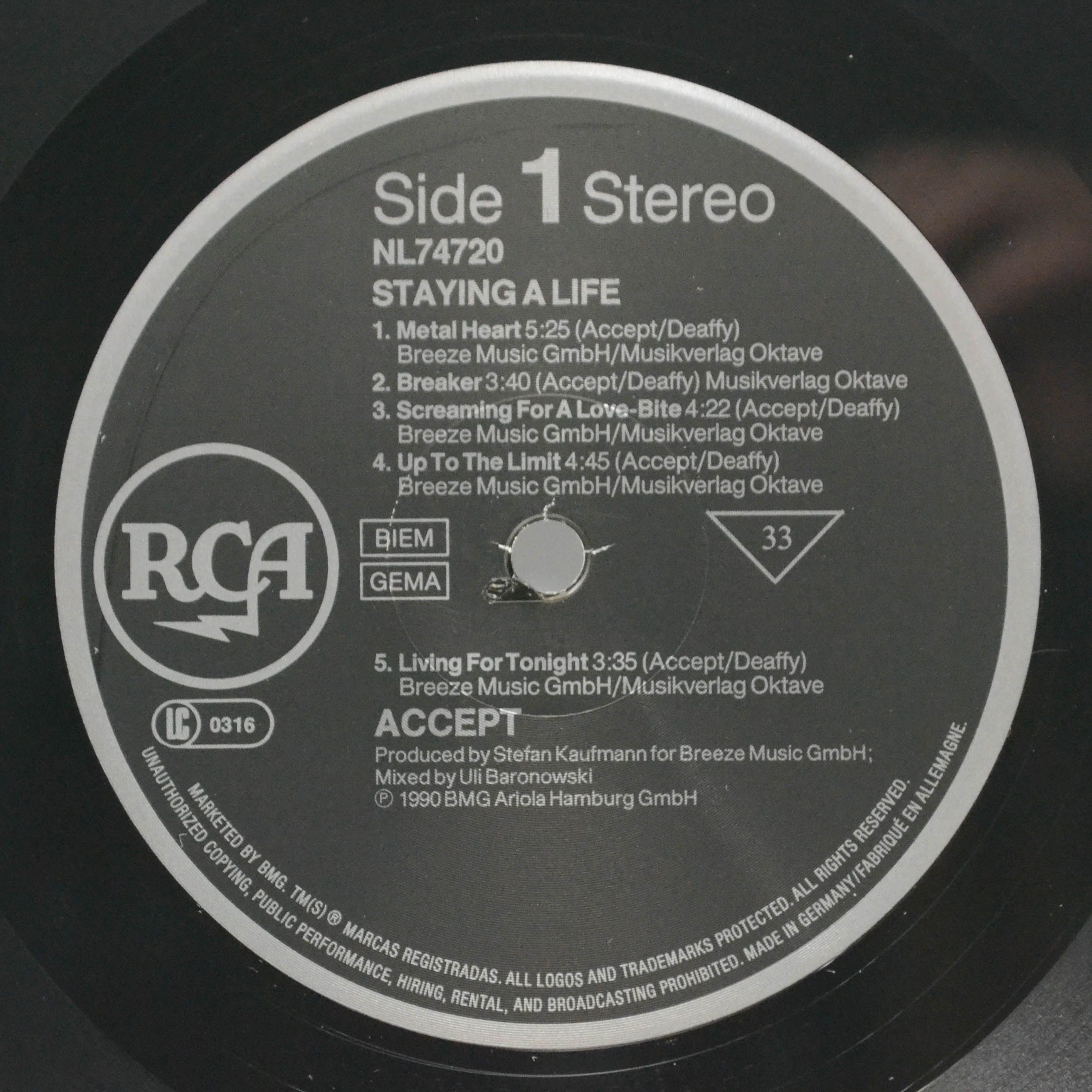 Accept — Staying A Life (2LP, 1-st, Germany), 1990