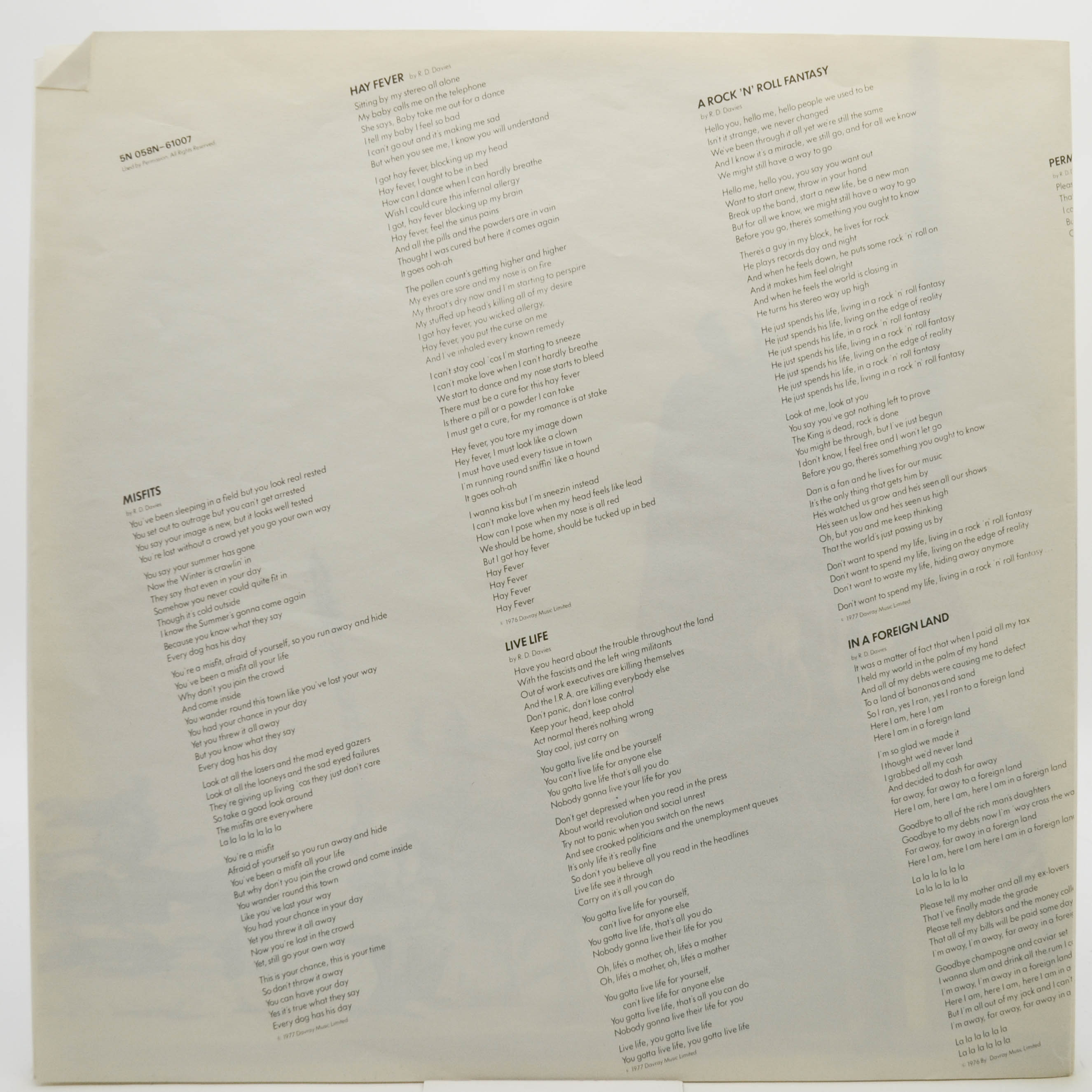 Kinks — Misfits, 1978