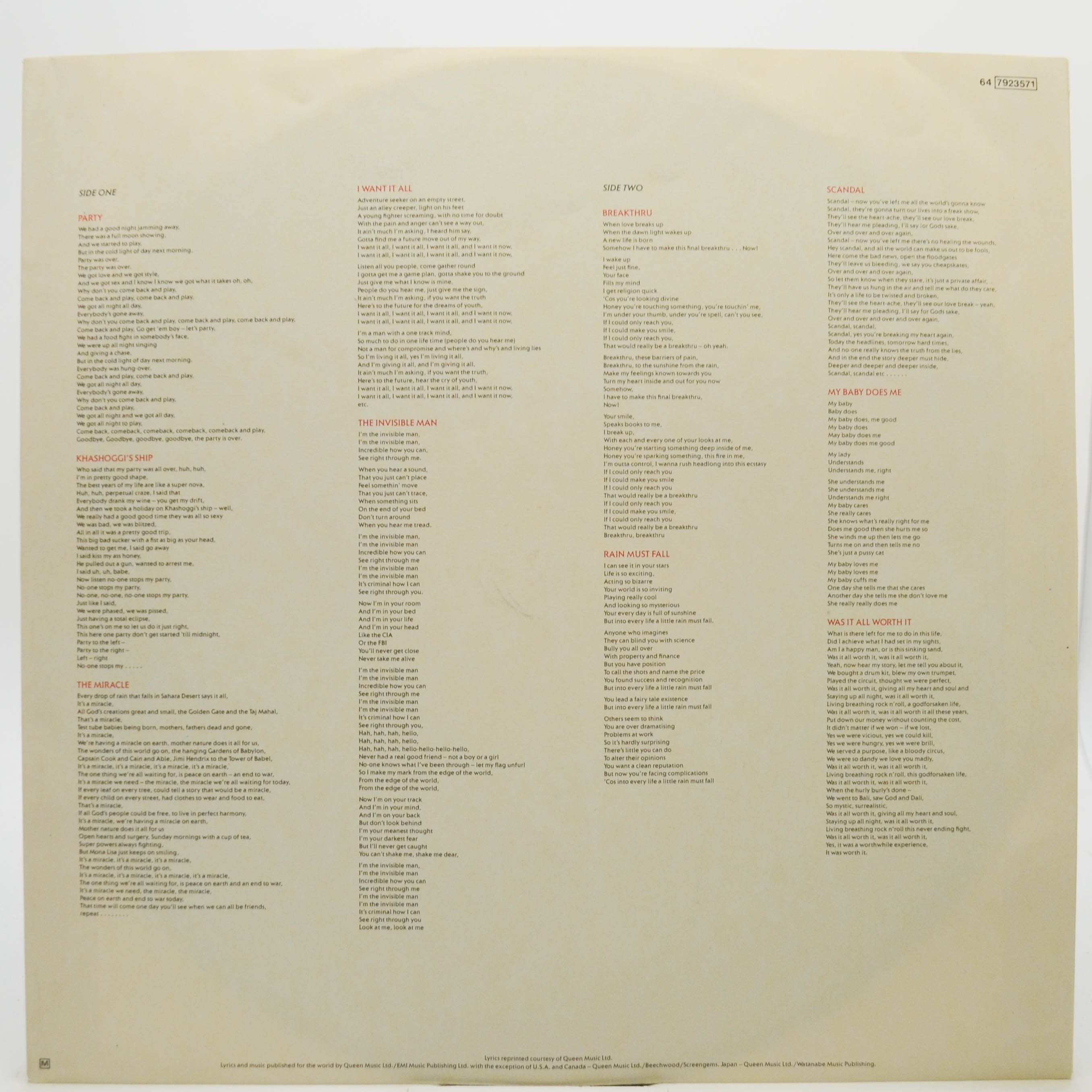 Queen — The Miracle, 1989