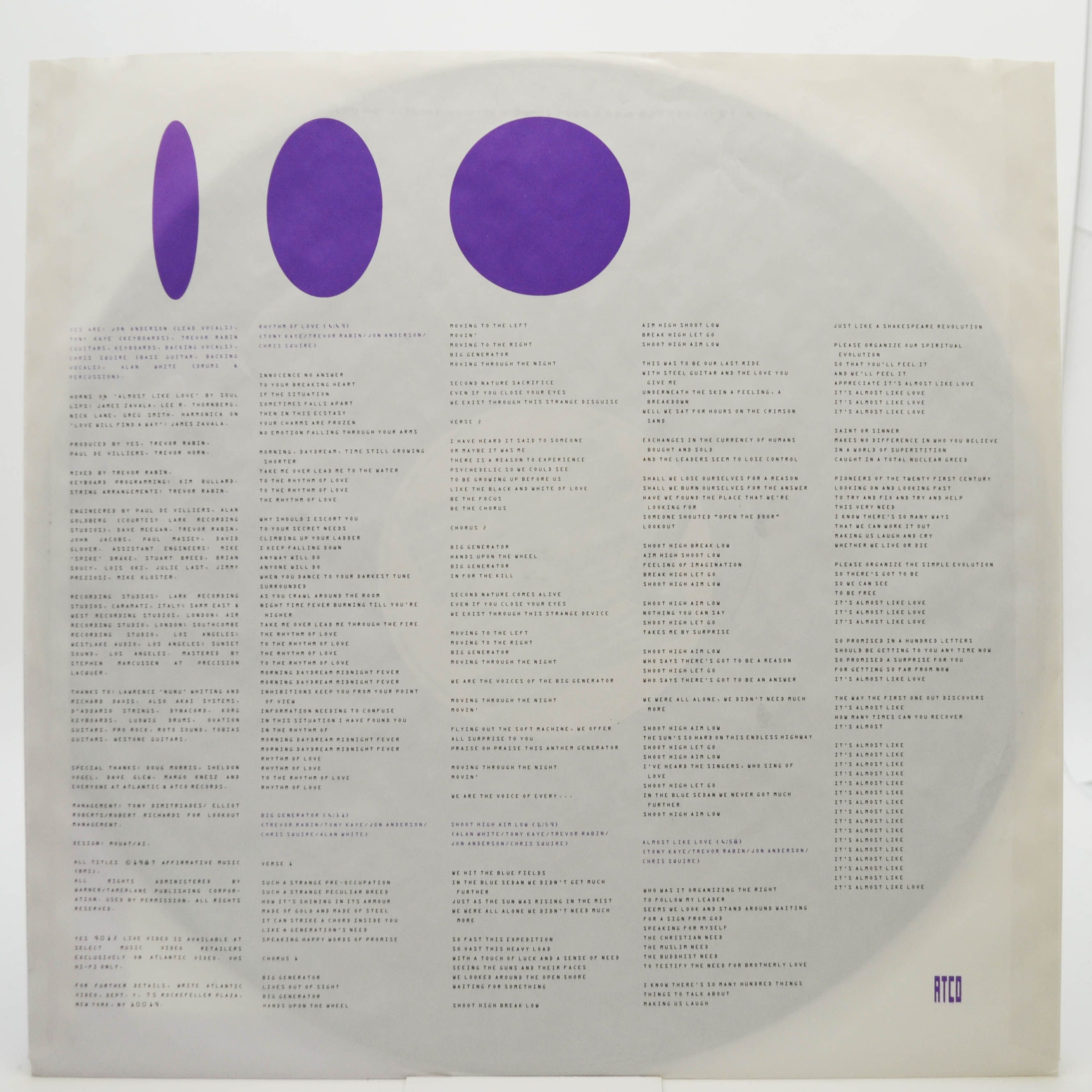 Yes — Big Generator, 1987