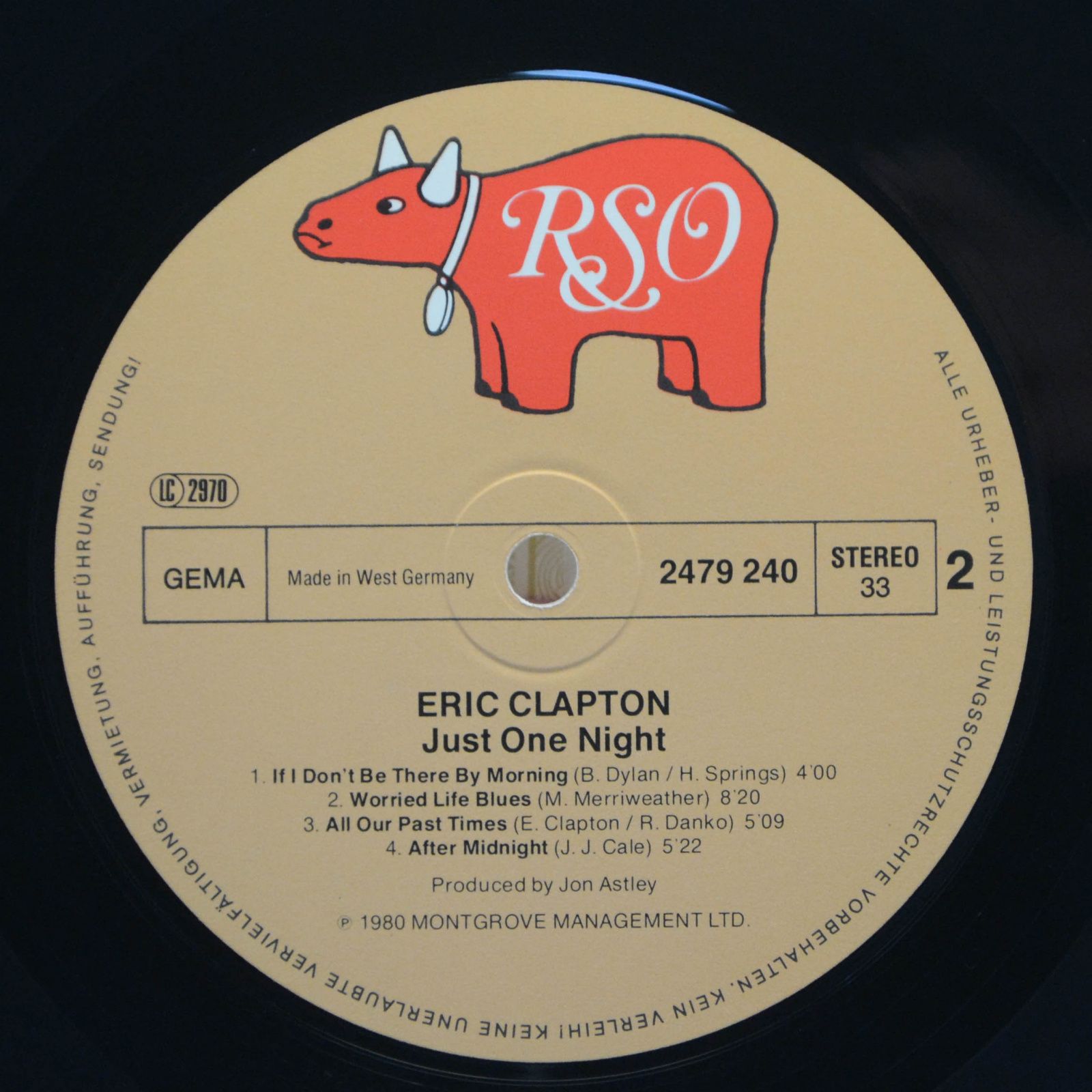 Eric Clapton — Just One Night (2LP), 1980