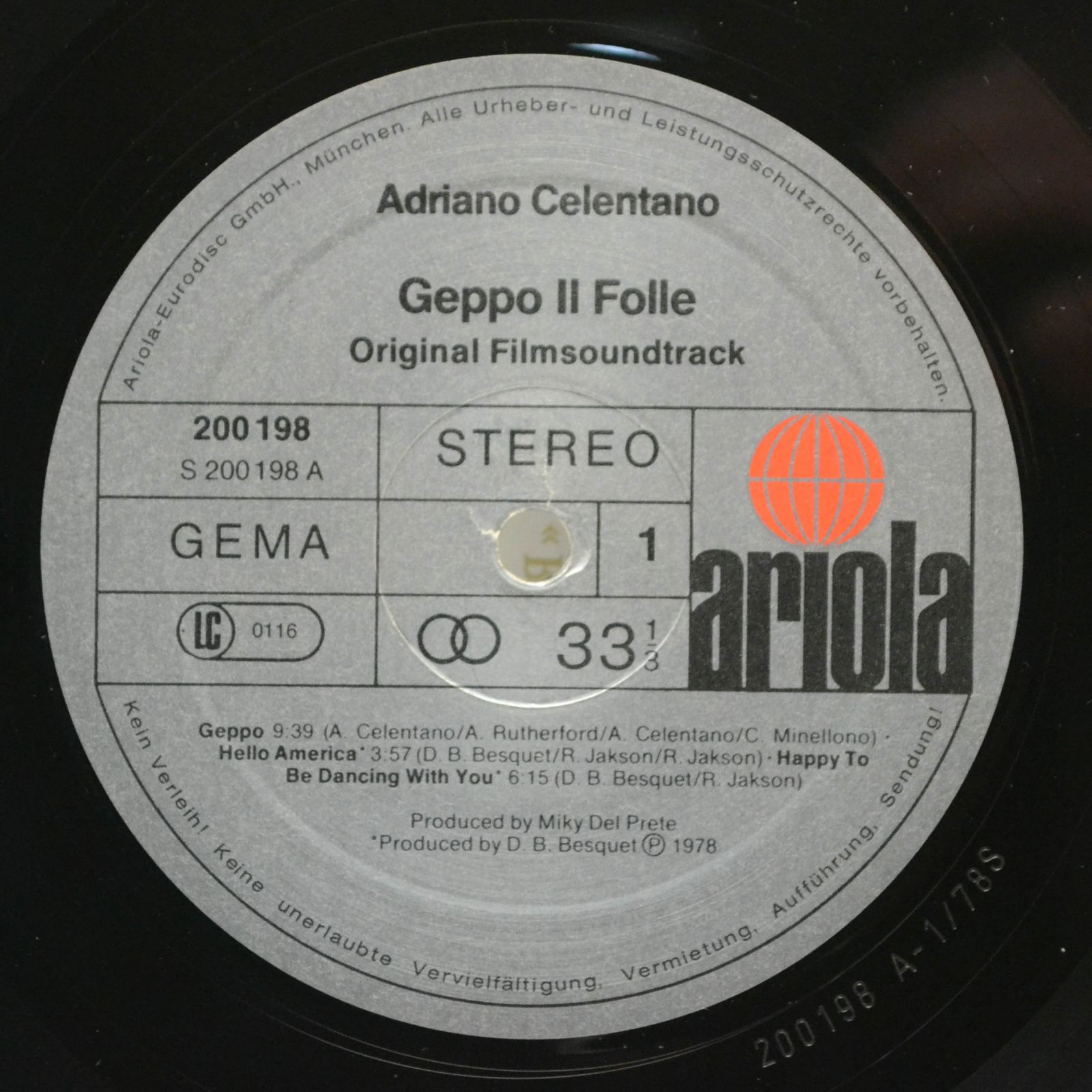 Adriano Celentano — Geppo Il Folle, 1978