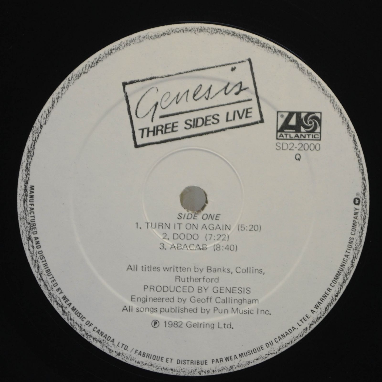 Genesis — Three Sides Live (2LP), 1982