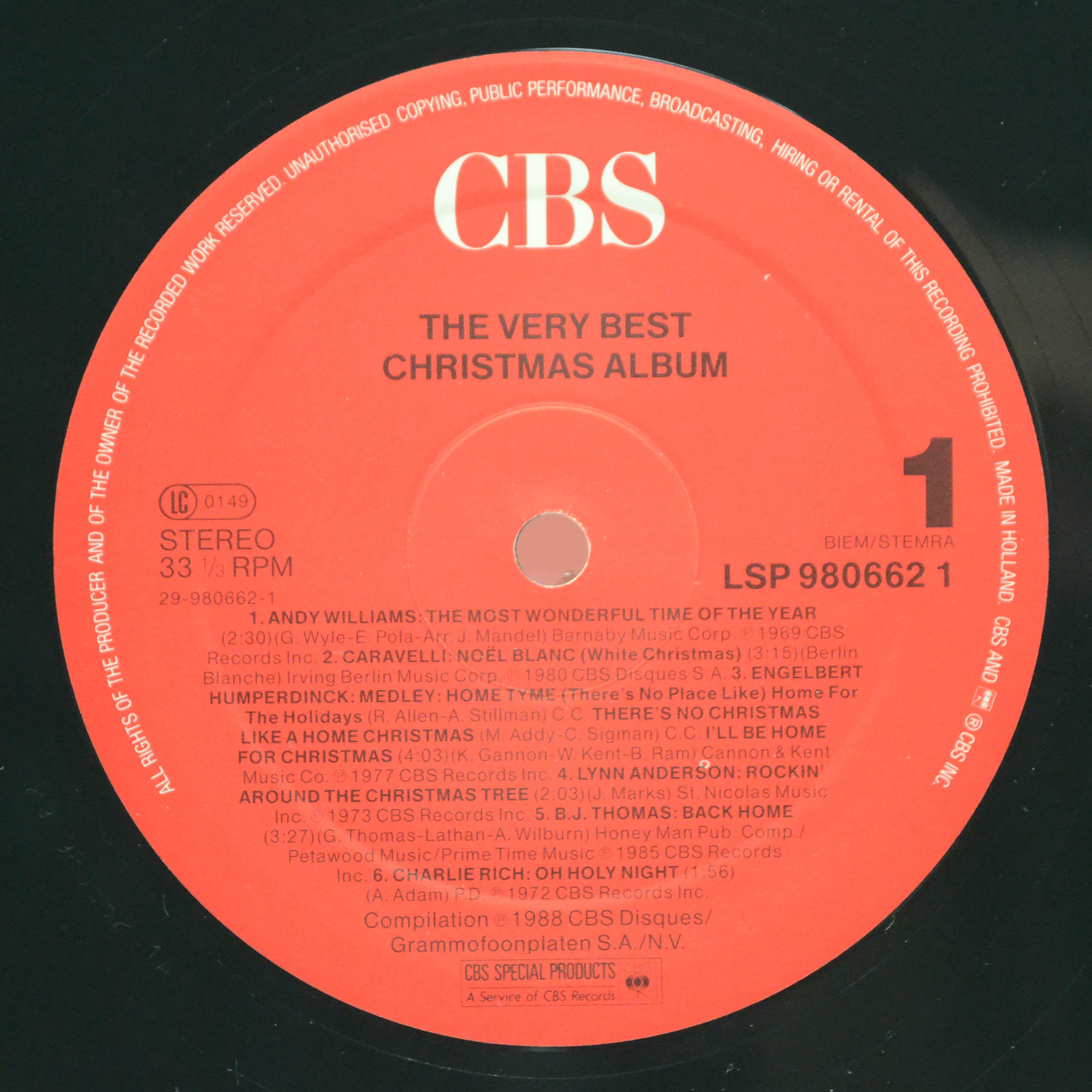 Various — The Very Best Christmas Album (2LP), 1988