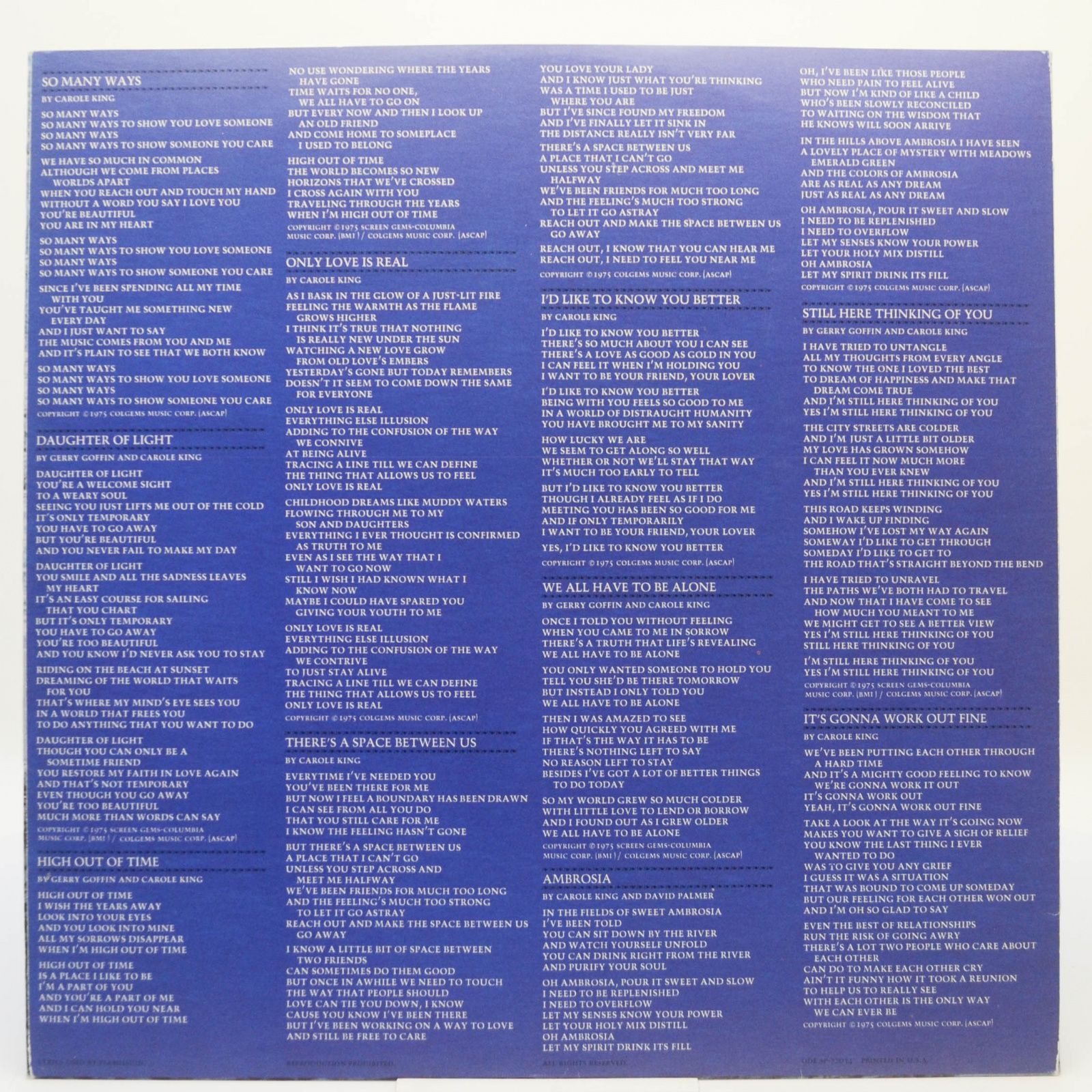 Carole King — Thoroughbred, 1975