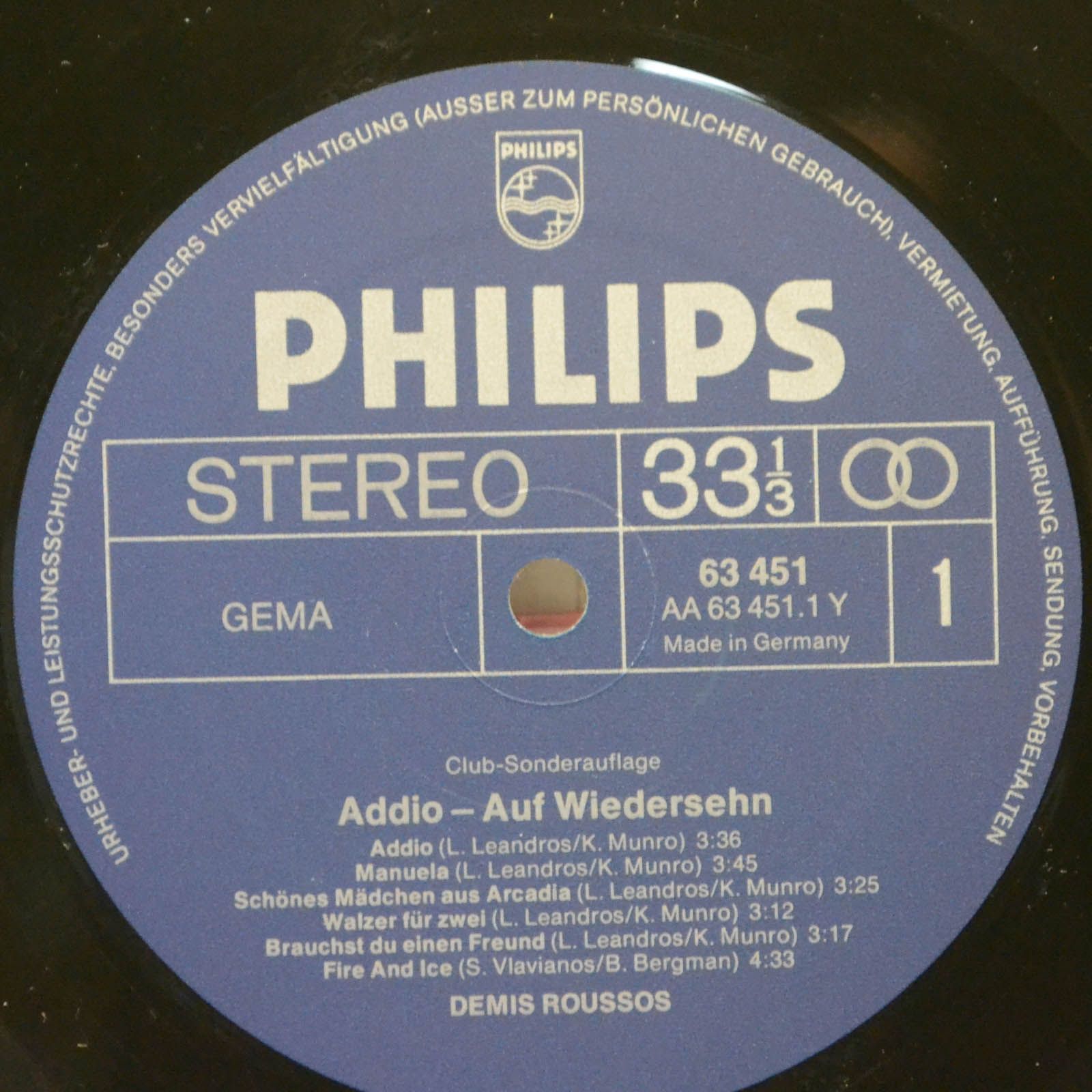 Demis Roussos — Addio - Auf Wiedersehn, 1974
