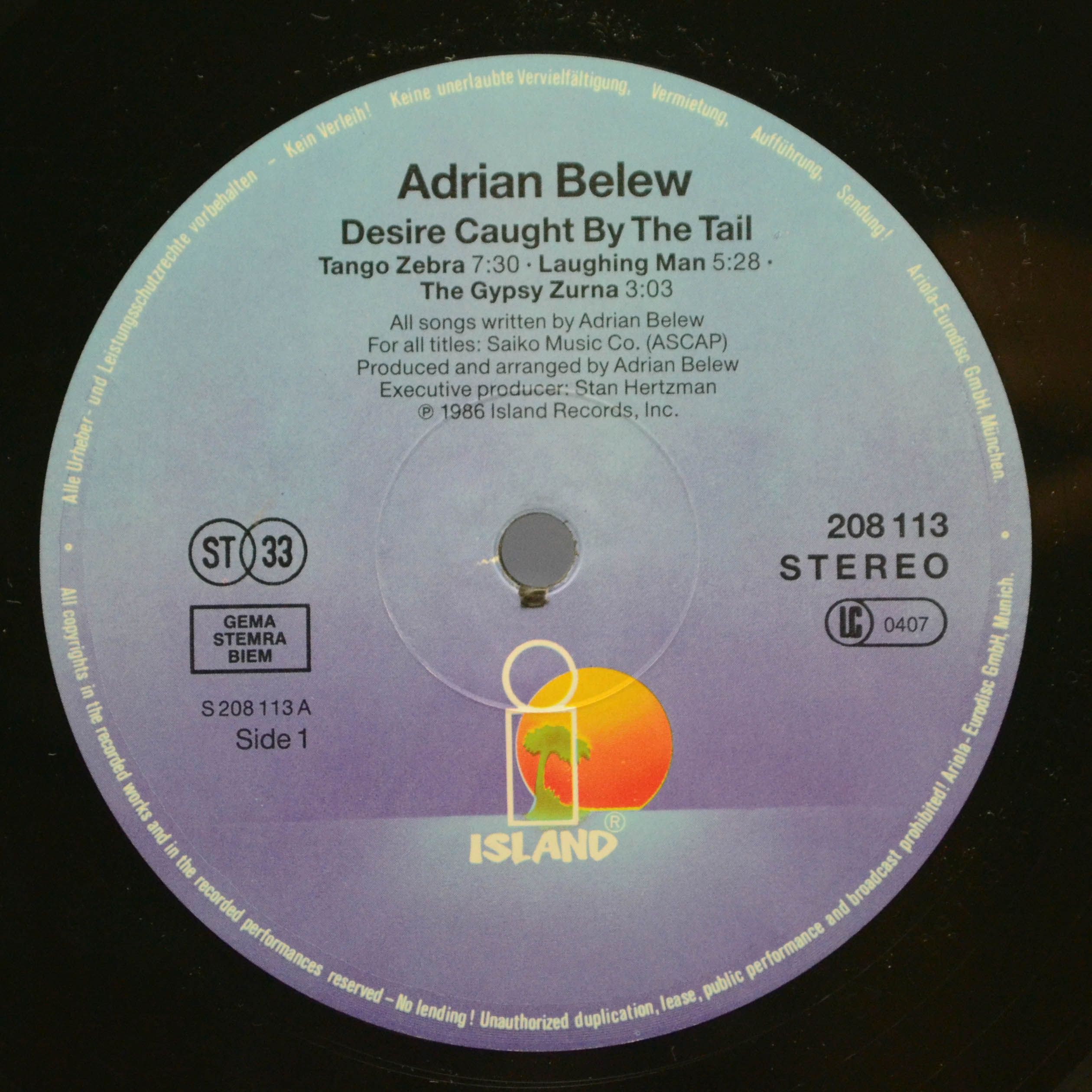 Adrian Belew — Desire Caught By The Tail, 1986