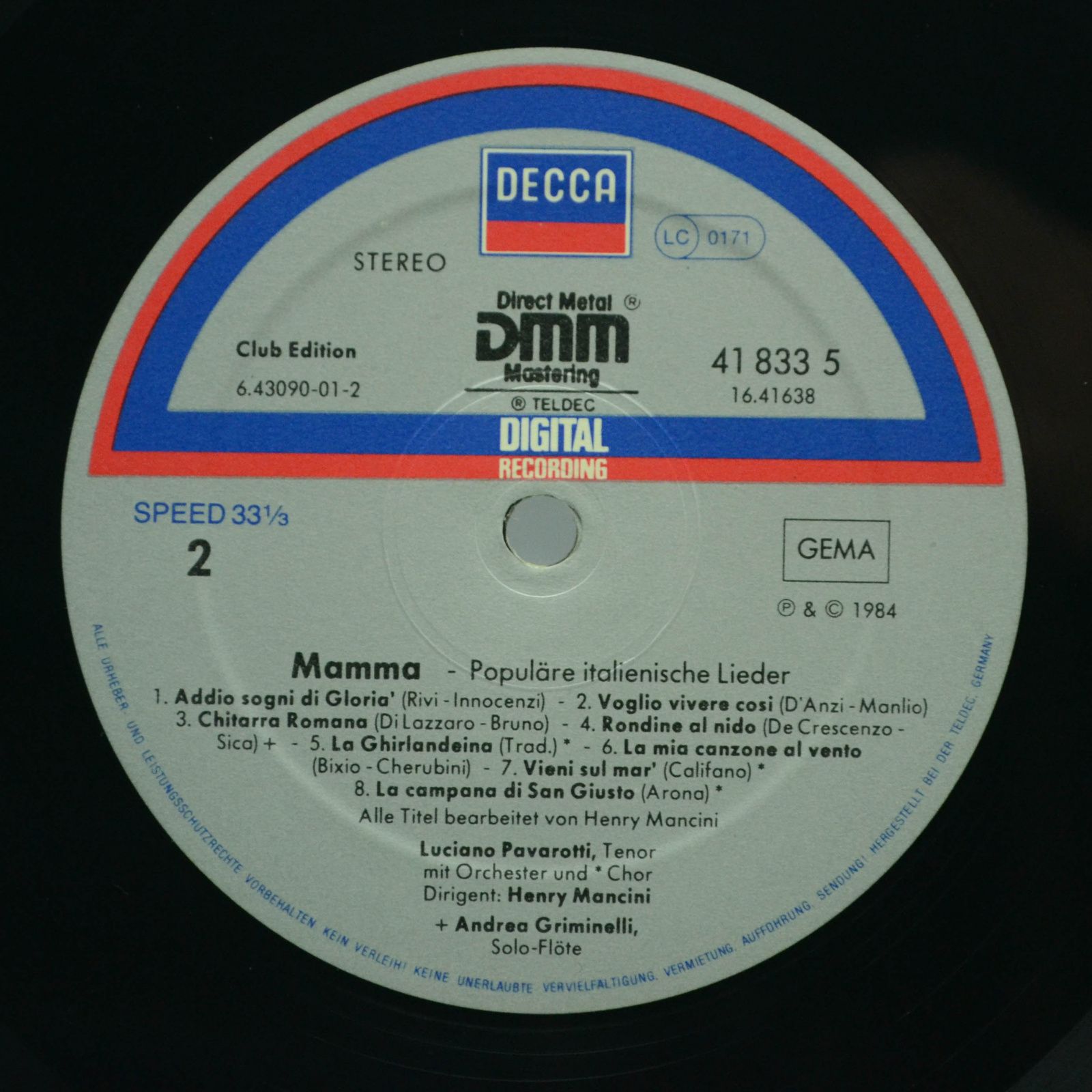 Luciano Pavarotti / Henry Mancini — Mamma, 1984