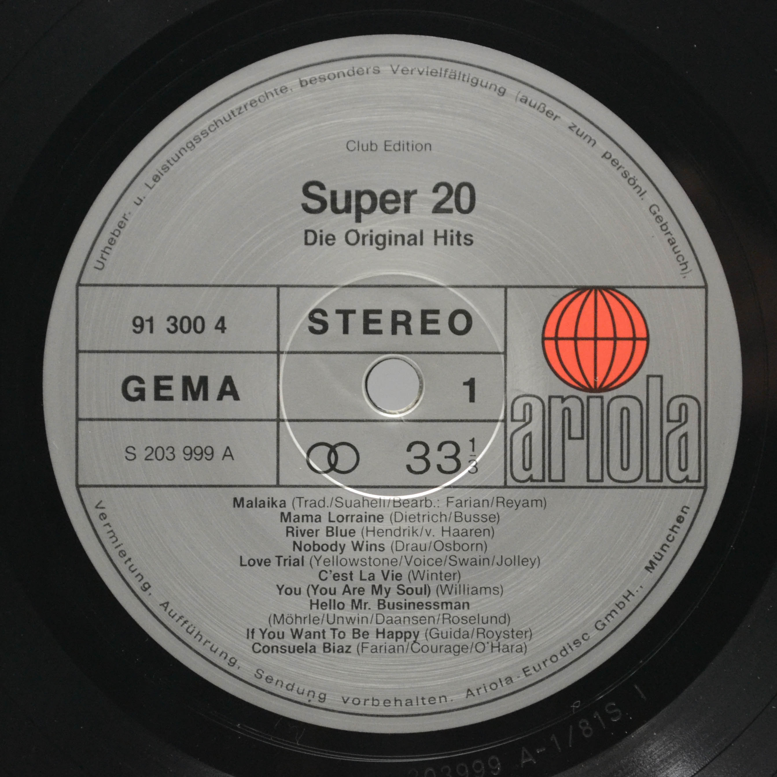 Various — Super 20 Die Original Hits, 1981