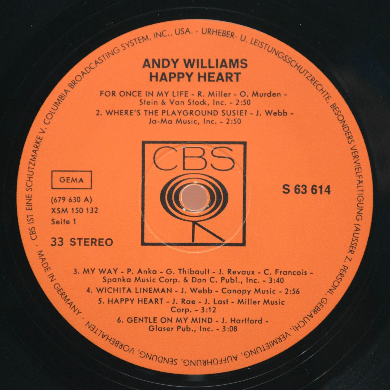 Andy Williams — Happy Heart, 1969