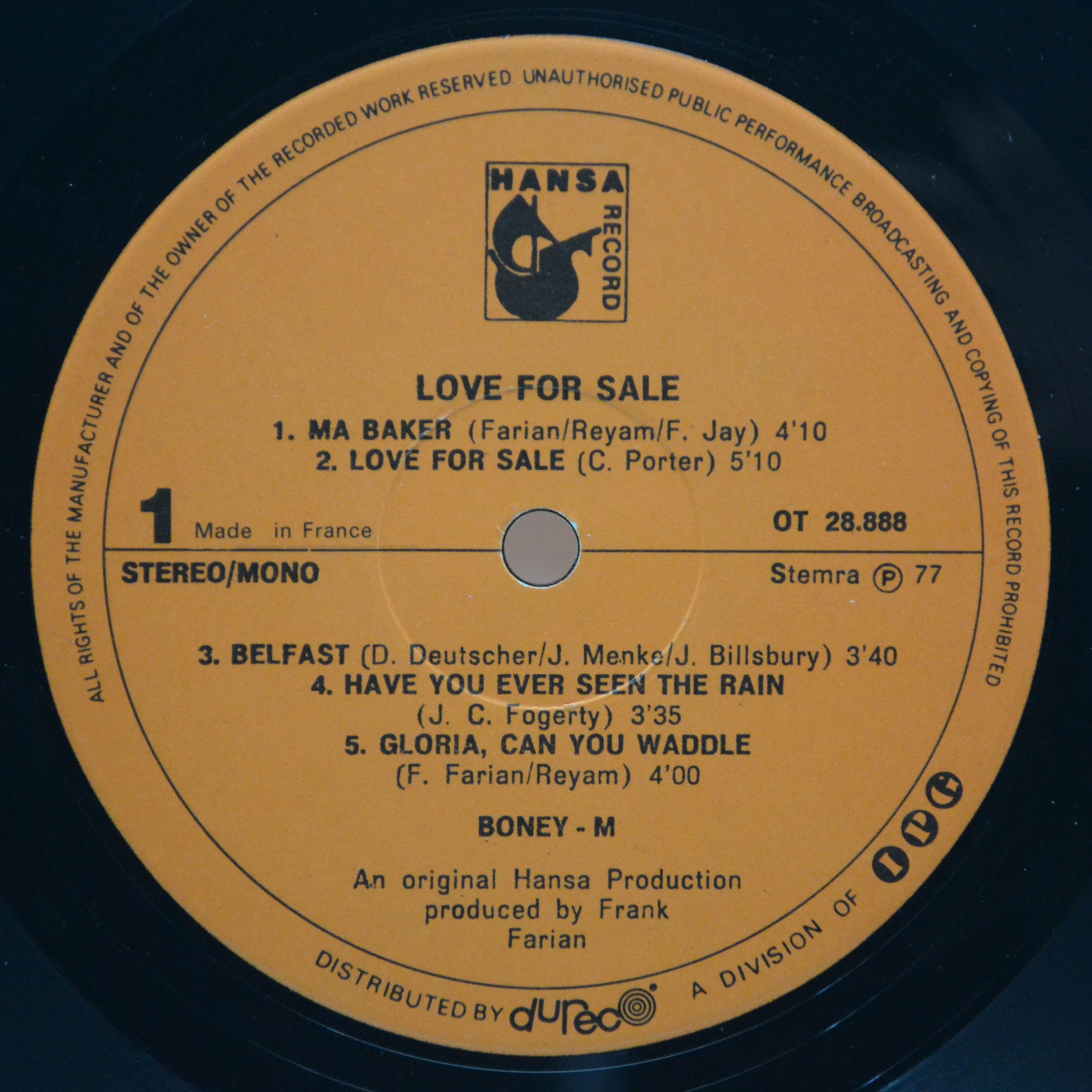 Boney M. — Love For Sale, 1977