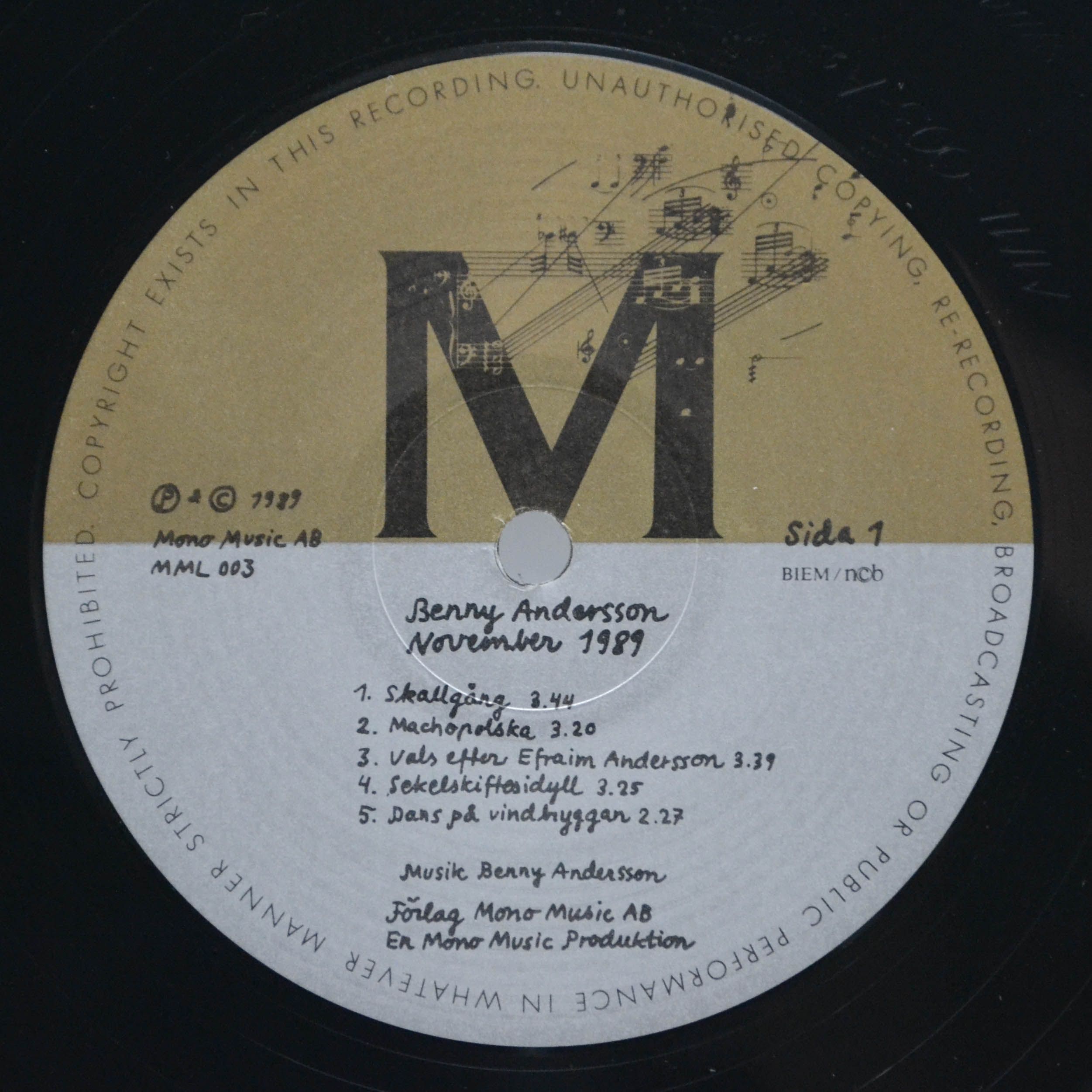 Benny Andersson — November 1989 (1-st, Sweden), 1989