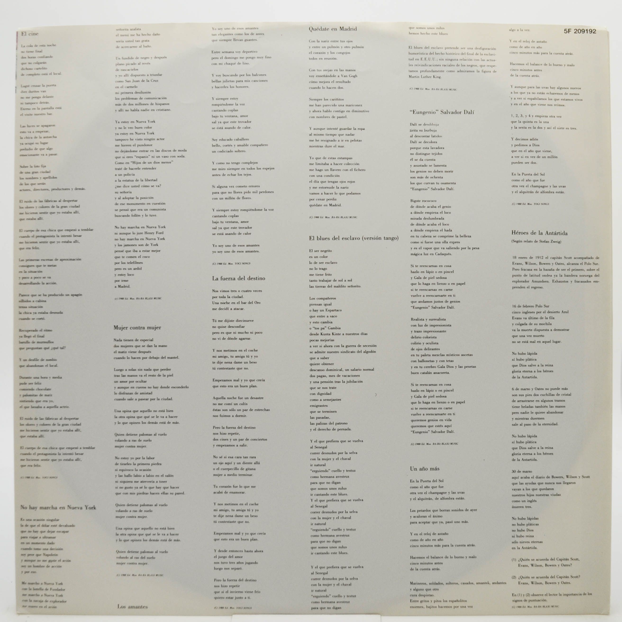 Mecano — Descanso Dominical, 1988