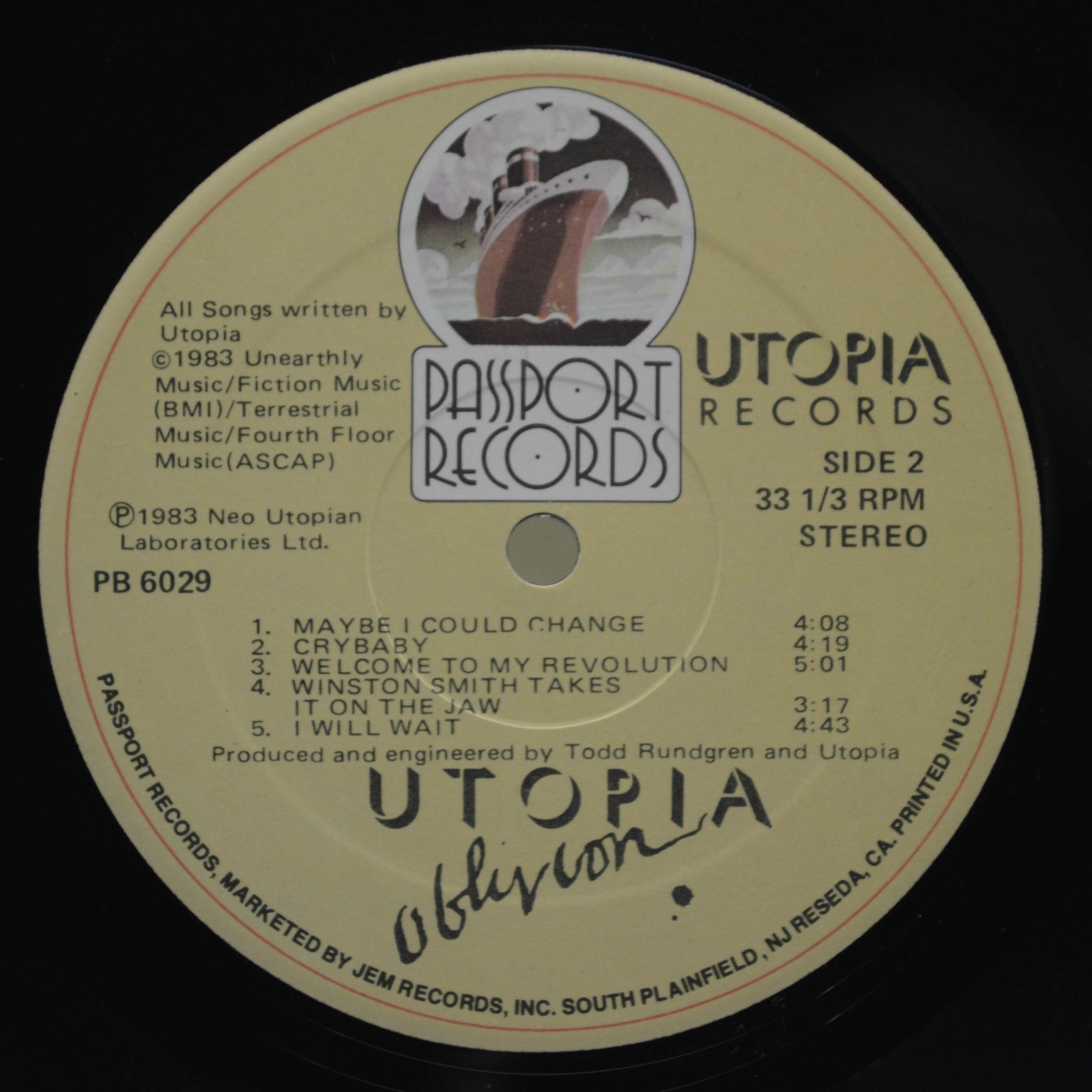 Utopia — Oblivion (1-st, USA), 1983