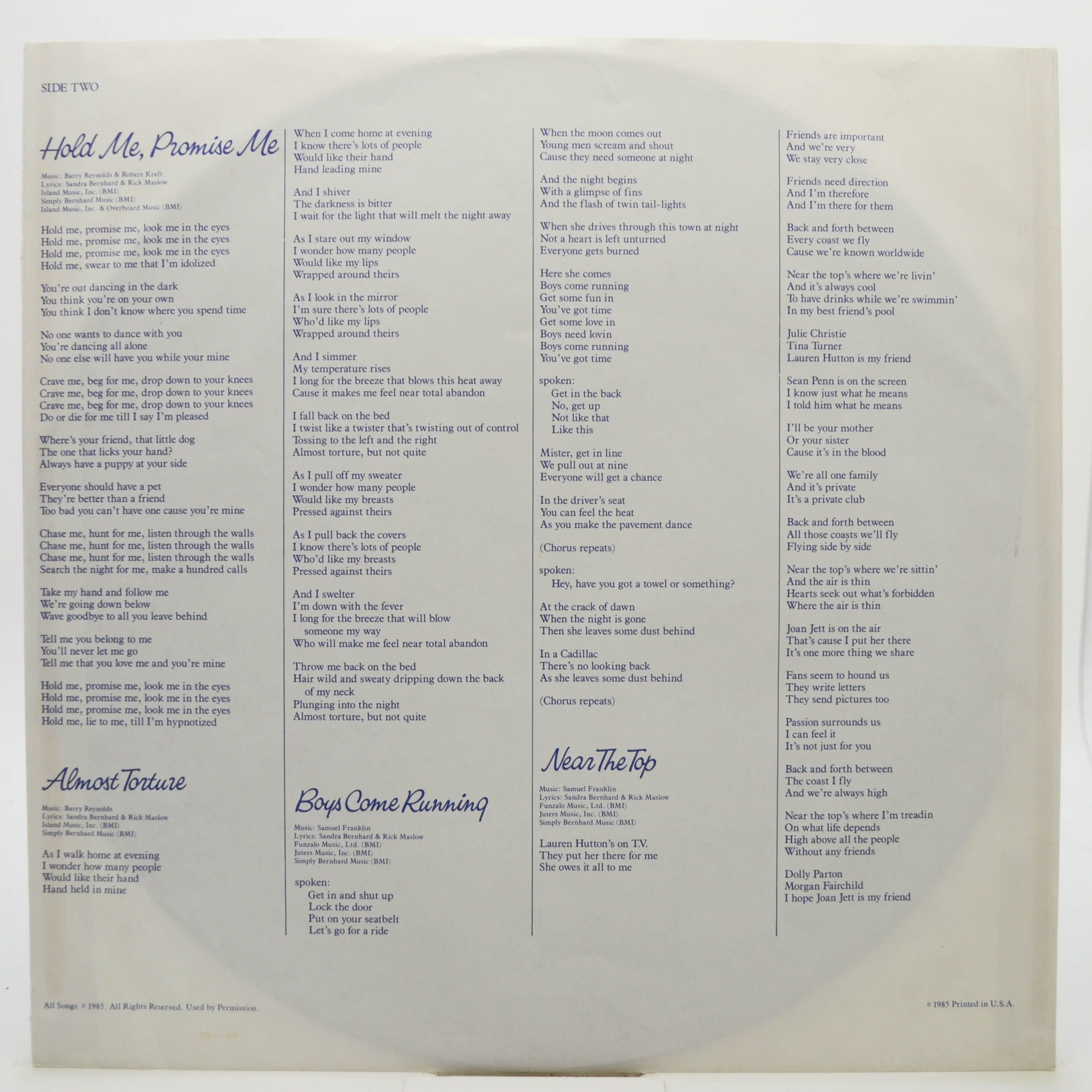 Sandra Bernhard — I'm Your Woman (USA), 1985