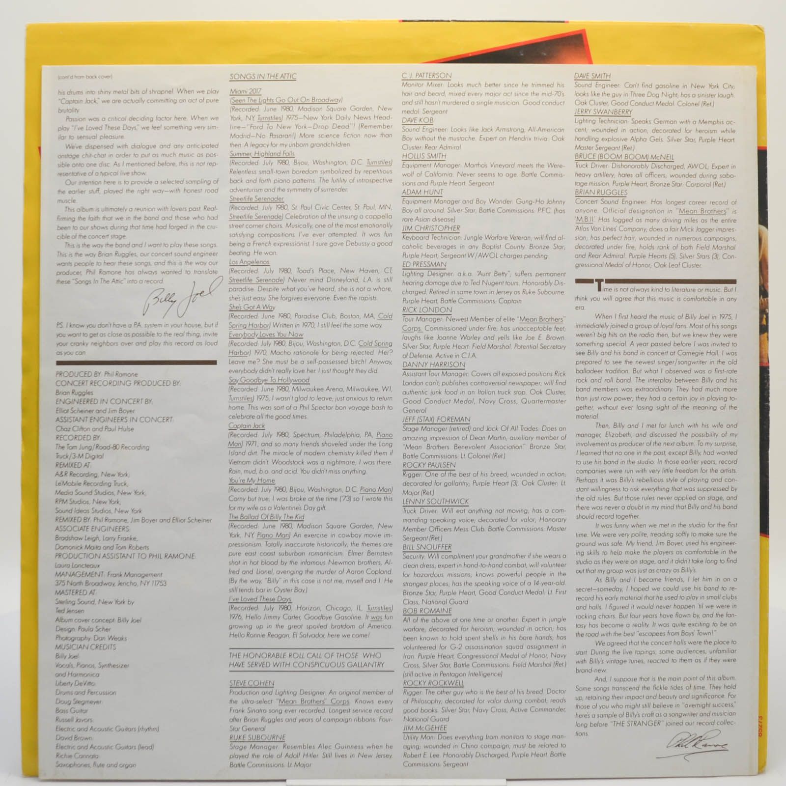 Billy Joel — Songs In The Attic, 1981