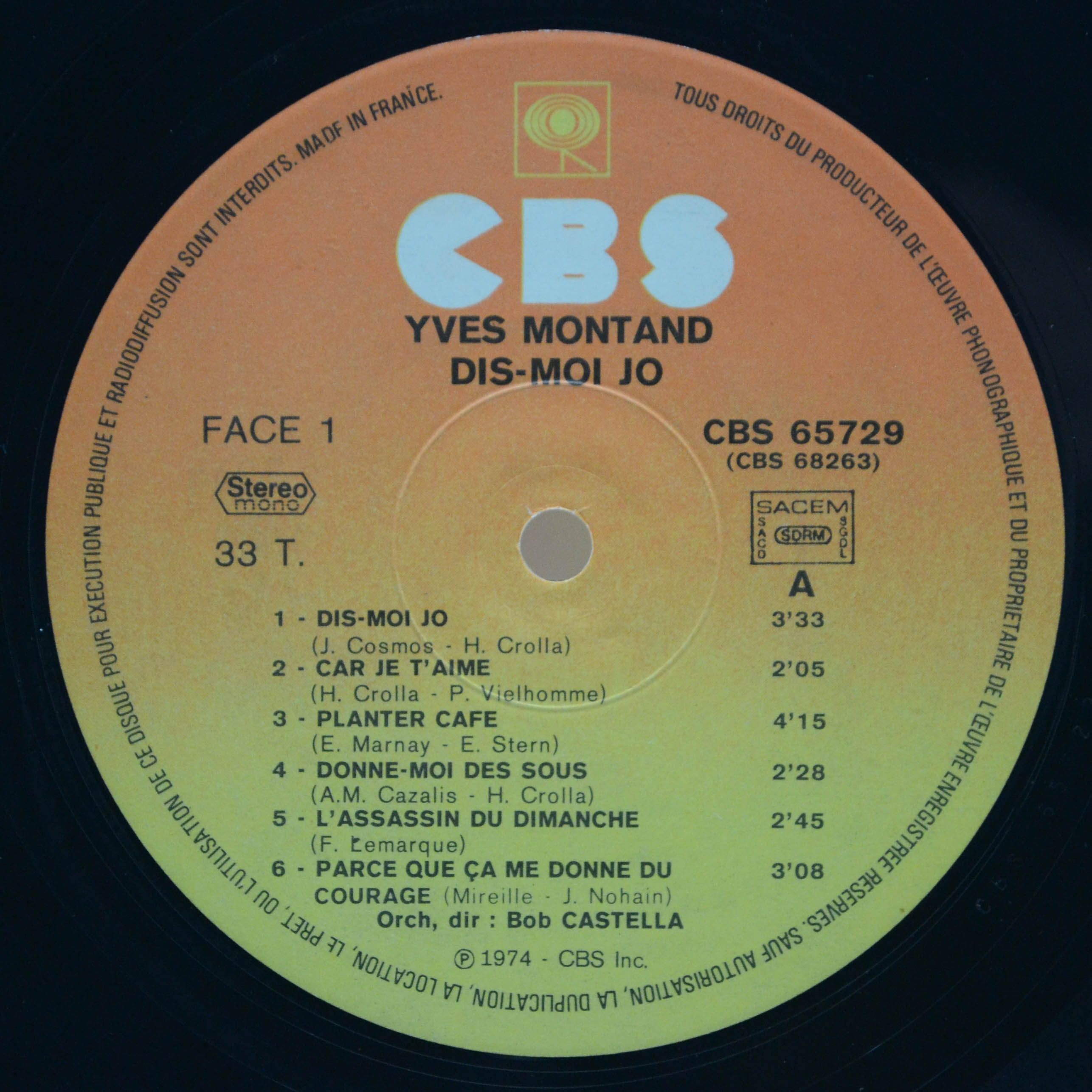 Yves Montand — Dis-Moi Jo (2LP, France), 1974