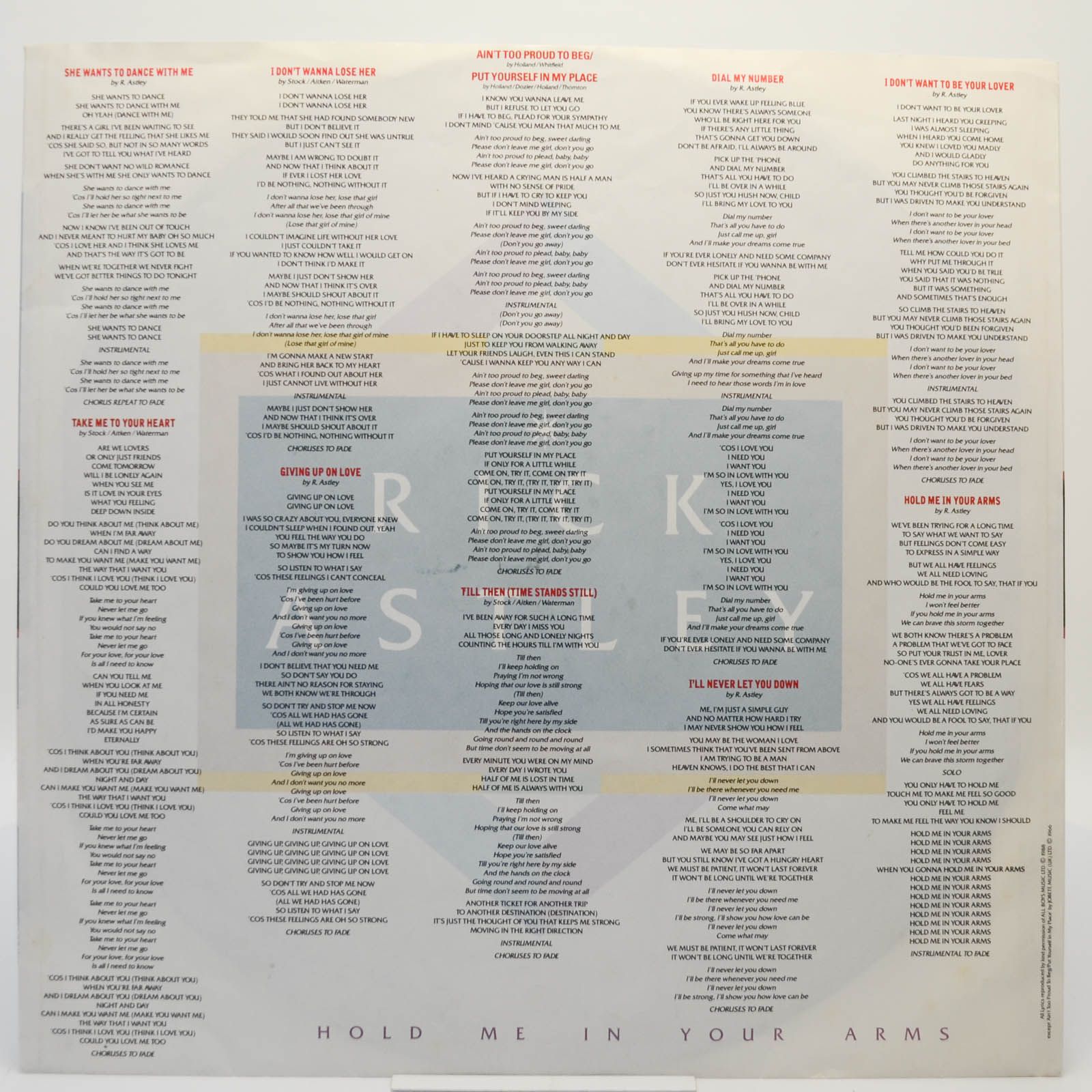 Rick Astley — Hold Me In Your Arms, 1988