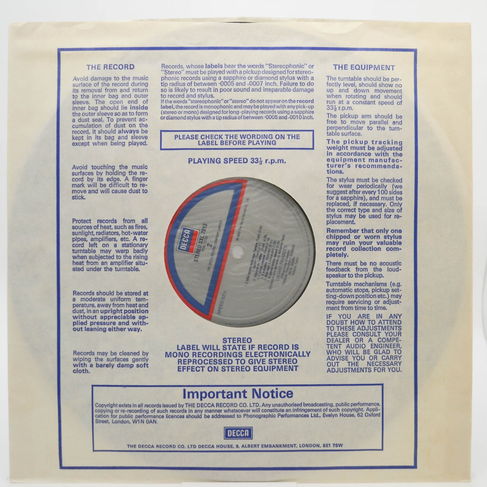 Luciano Pavarotti — Mattinata (booklet), 1983